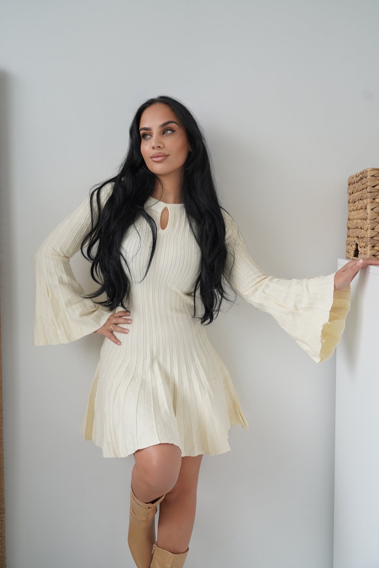 Charming ivory pleated dress