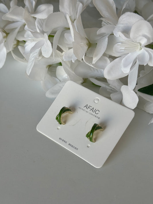 Green Ribbon Loop Earrings