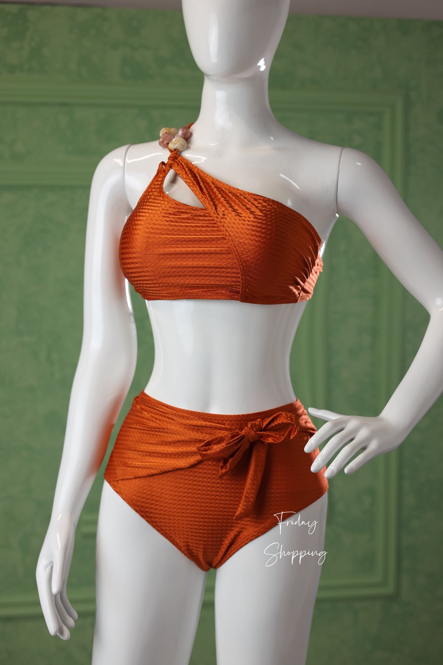 Black Bikini with Geometric Pareo Wrap Set 3pcs