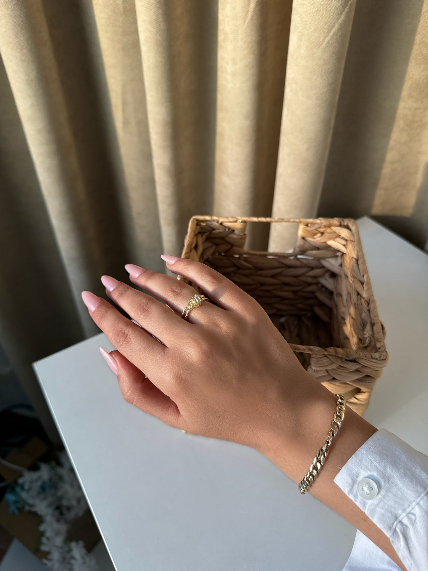 Minimalist Gold Ring with Crystal Accent