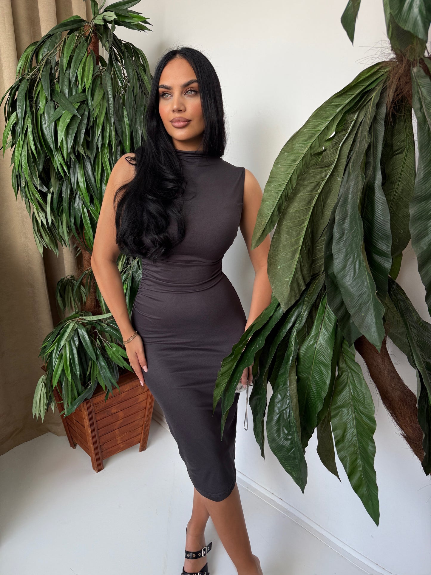 Slim Midi Dress Grafit