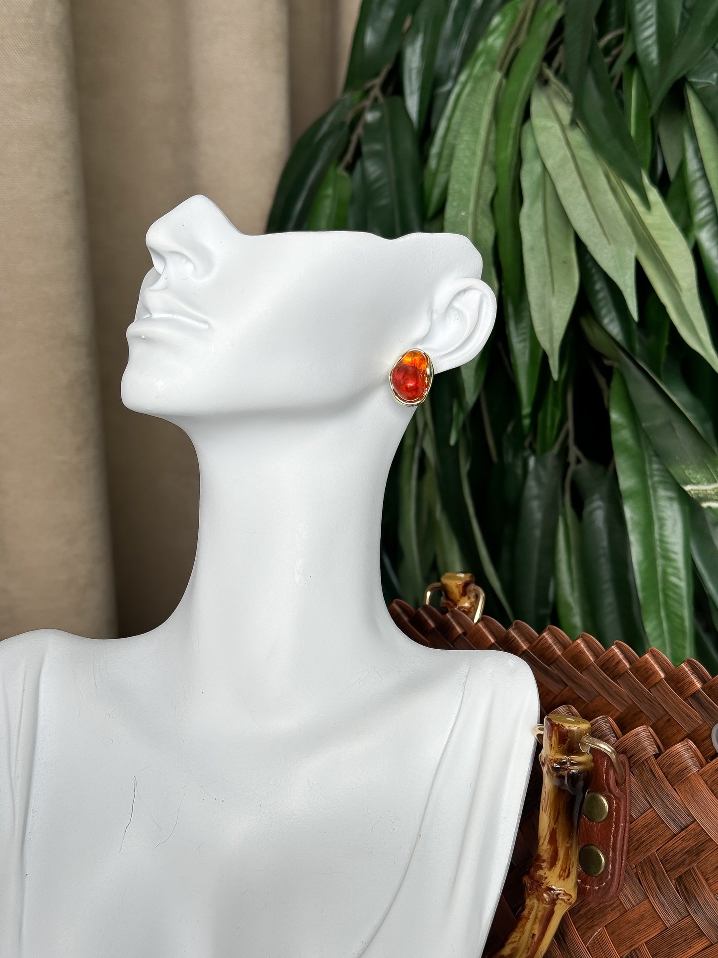 Amber Stone-Inspired Stud Earrings