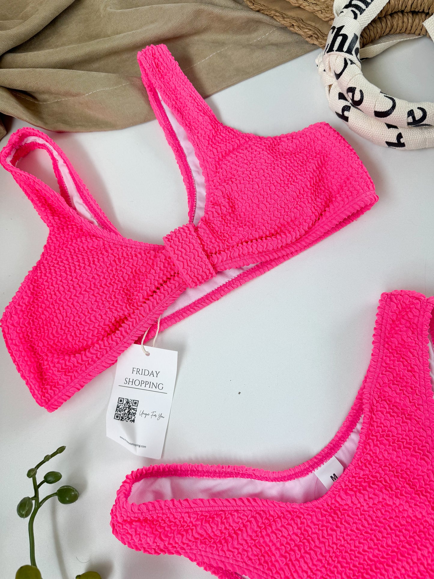 Set Two Pcs Bikini Pink Neon