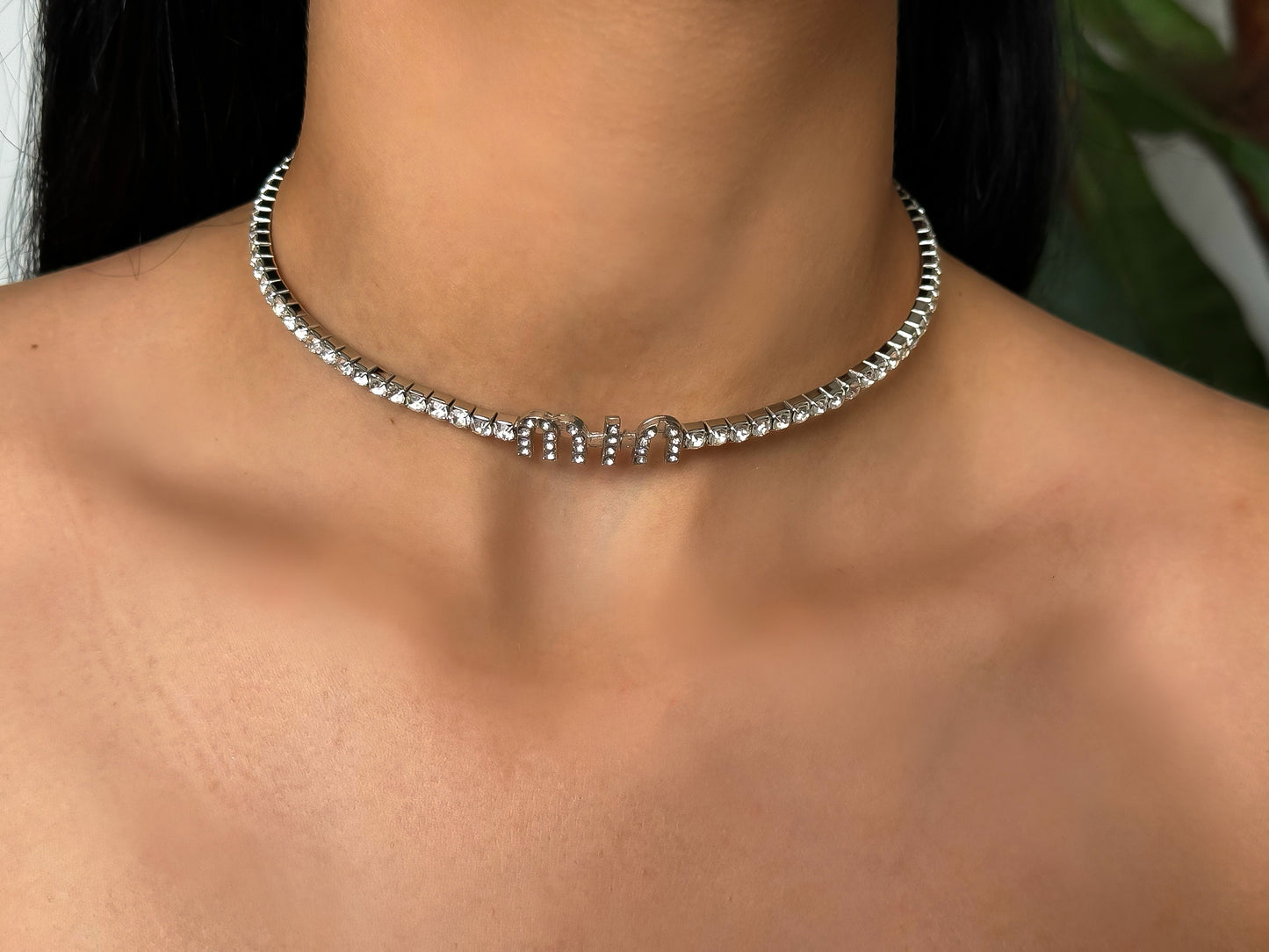 Elegant ‘Mine’ Rhinestone Choker Necklace – Sparkling Crystal Statement Jewelry”