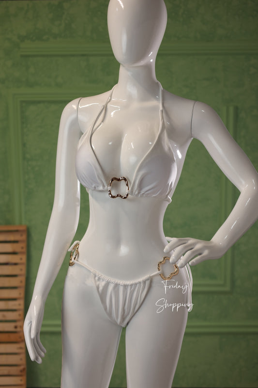 Elegant Black Bikini with Gold Details