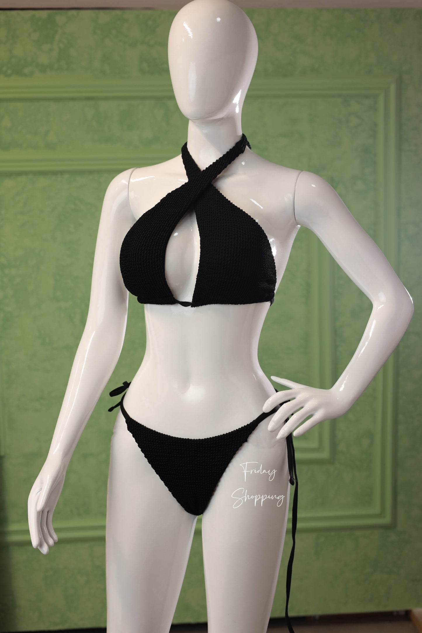 Black Criss-Cross Halter Bikini