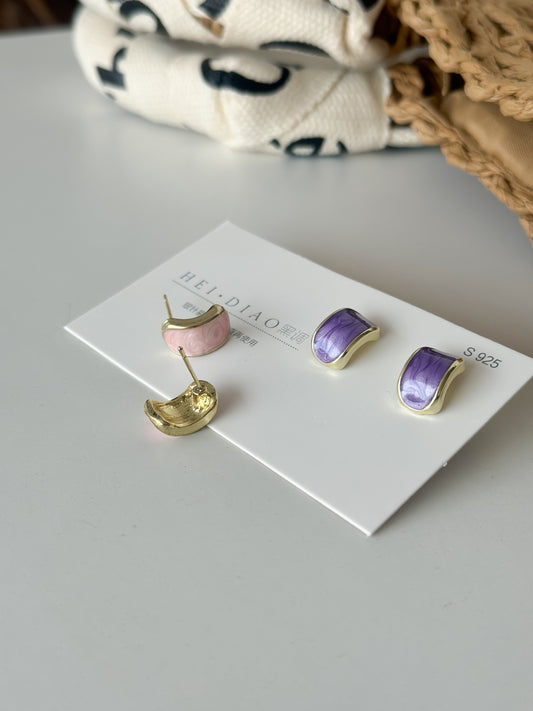 Pink & Purple Hoop Earrings