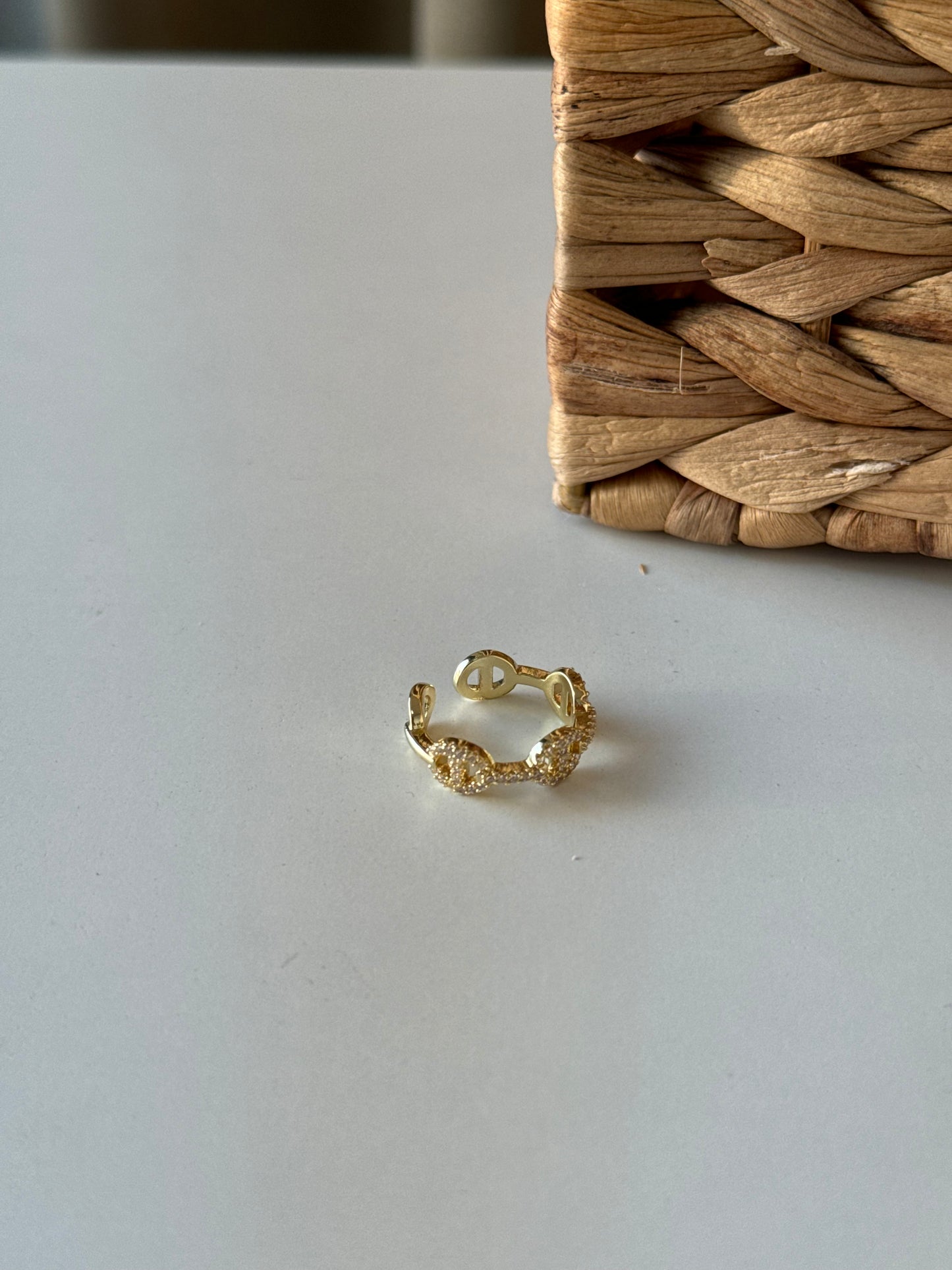 Minimalist Gold Ring with Crystal Accent