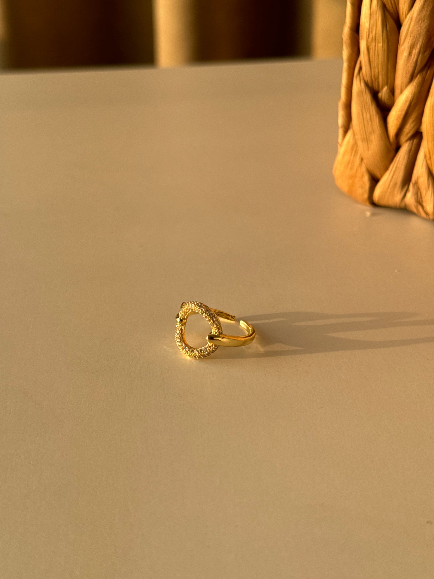 Minimalist Gold Ring with Crystal Accent