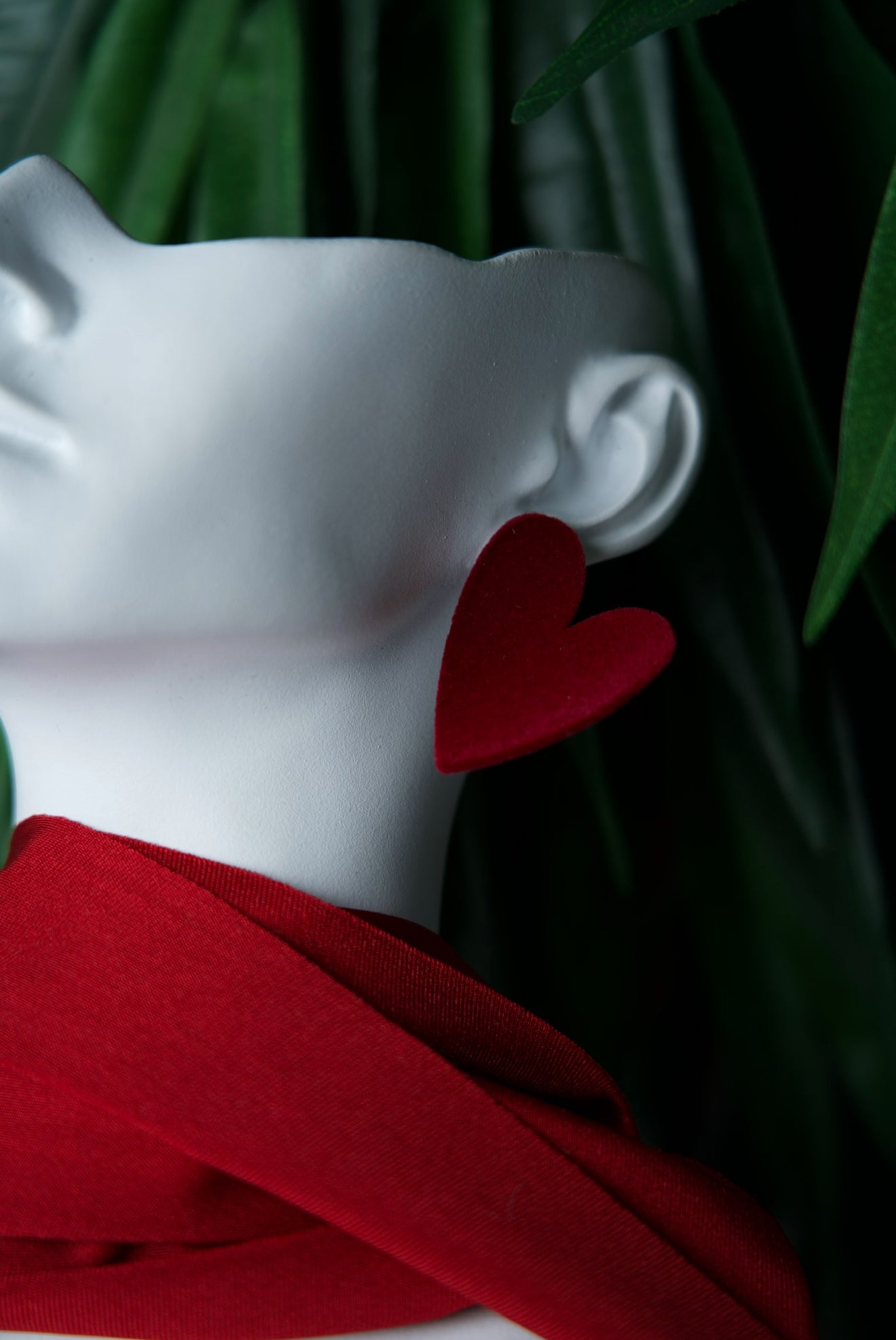 Bold Velvet Heart Earrings – Red