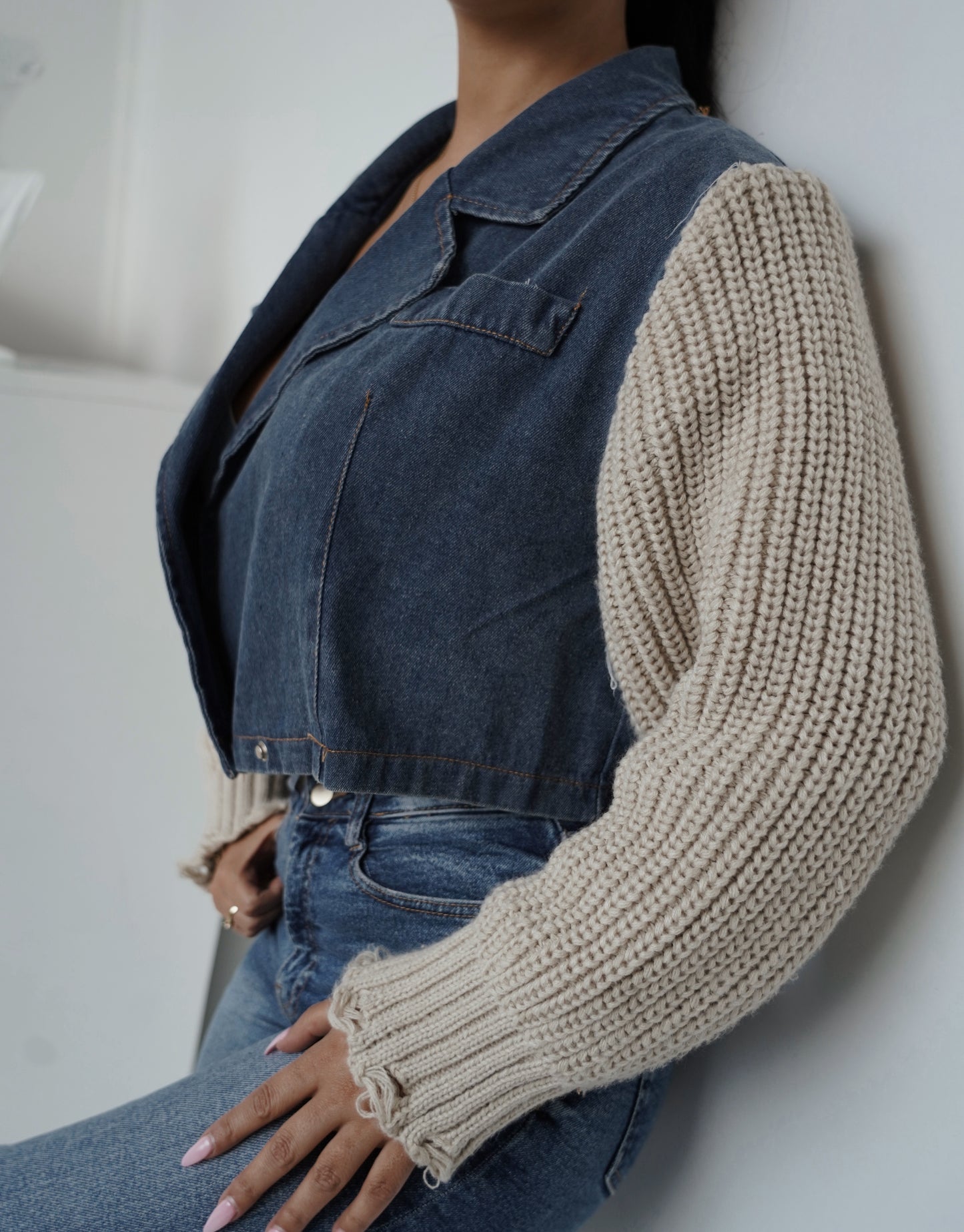 Unique Mixed-Material Jacket