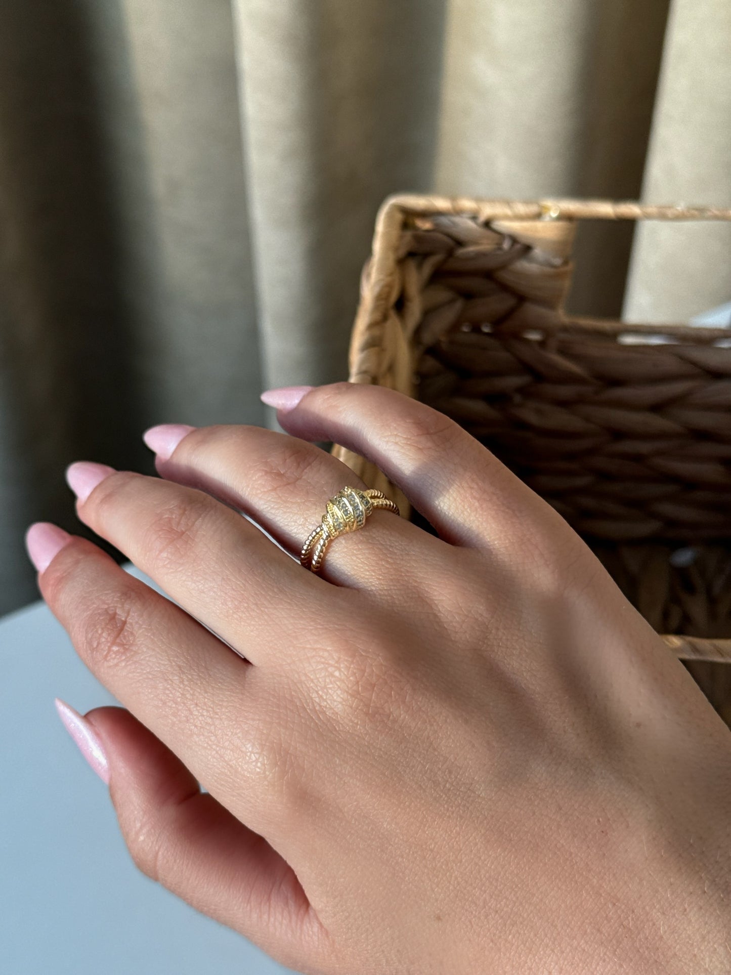 Minimalist Gold Ring with Crystal Accent