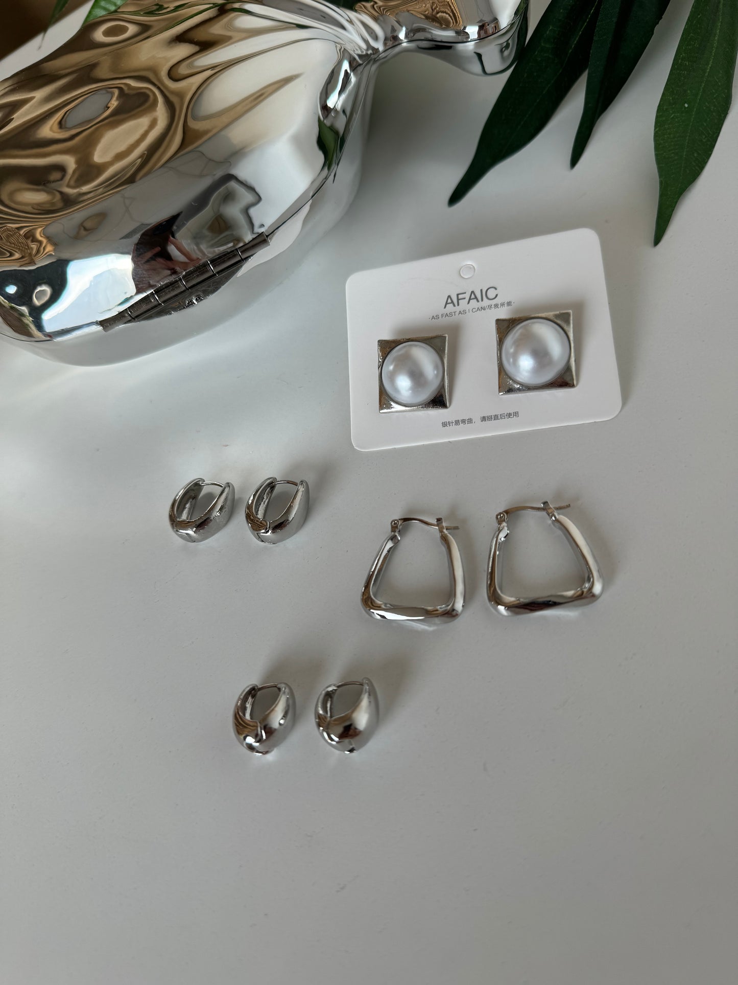 3-Piece Silver Earring Set – Modern & Minimalist