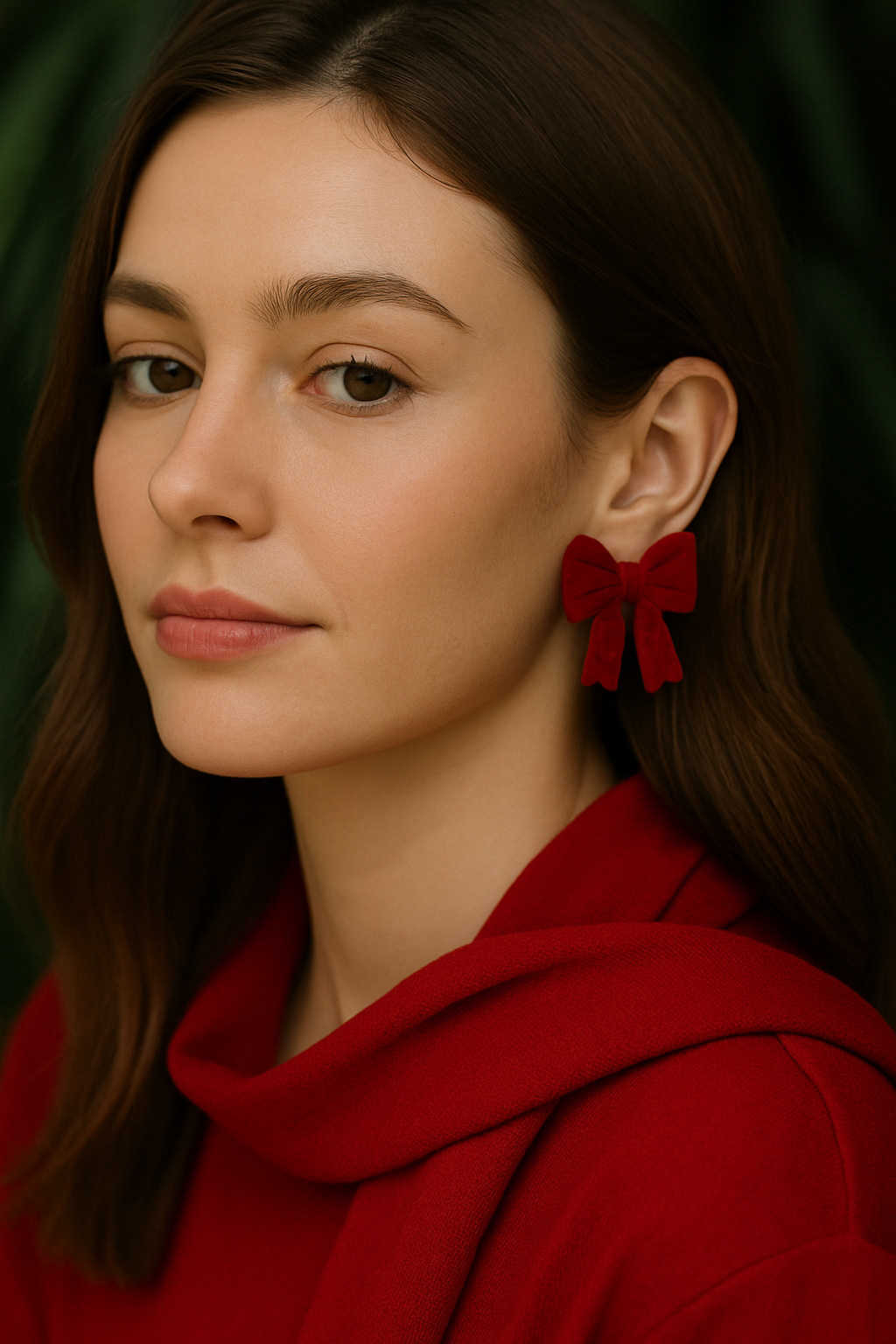 Velvet Red Bow Earrings – Elegant Statement Accessory
