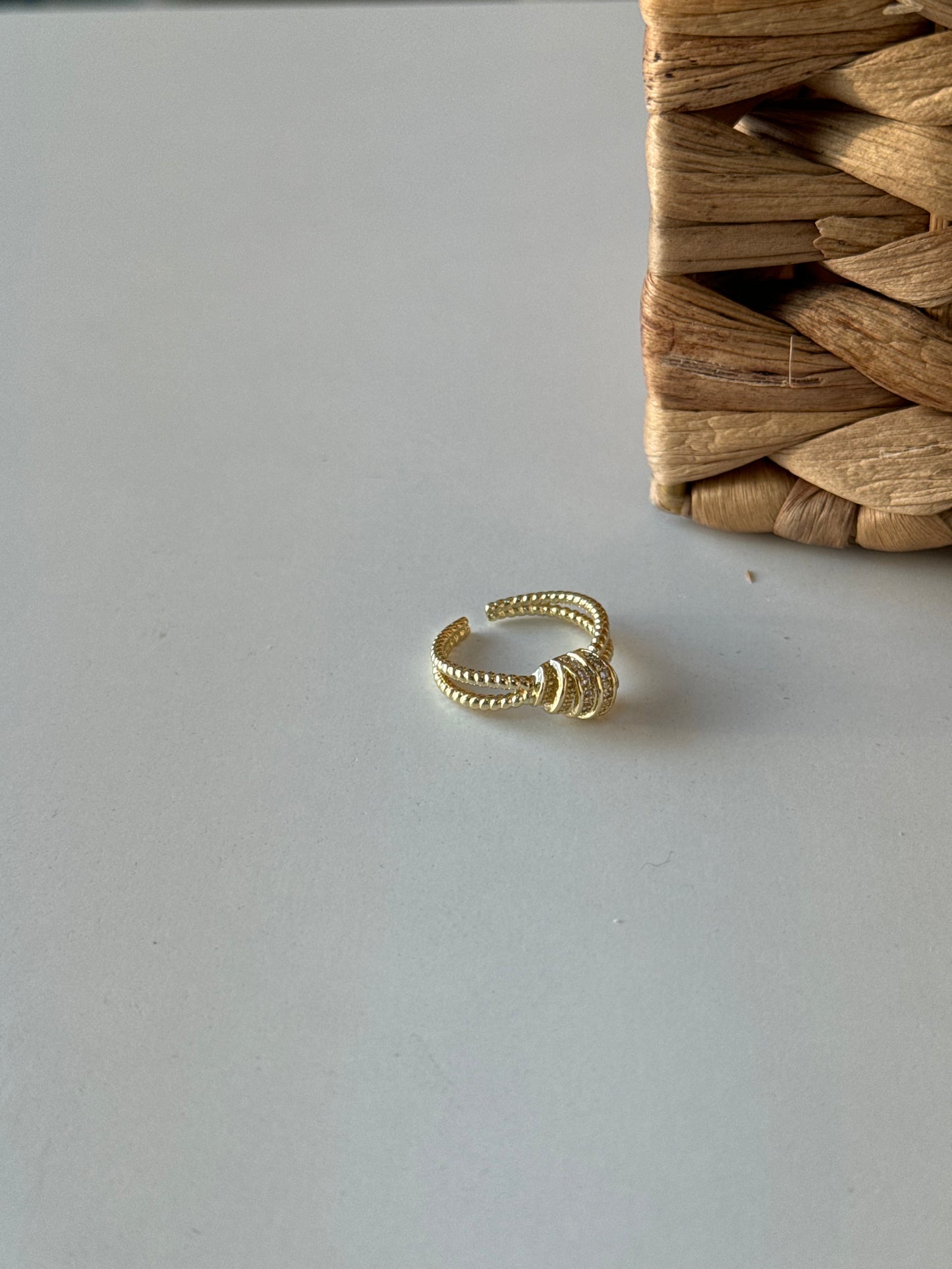 Minimalist Gold Ring with Crystal Accent