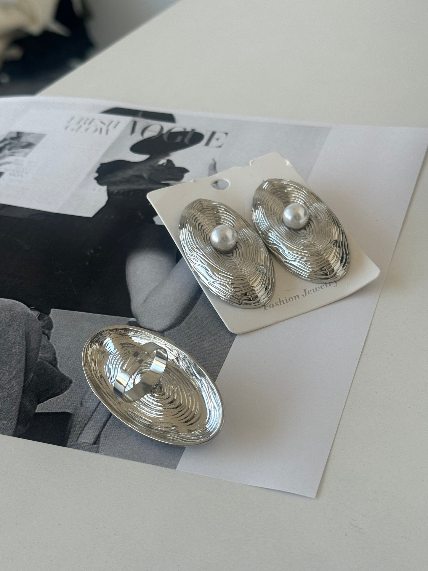 Set Earrings & Rings Silver