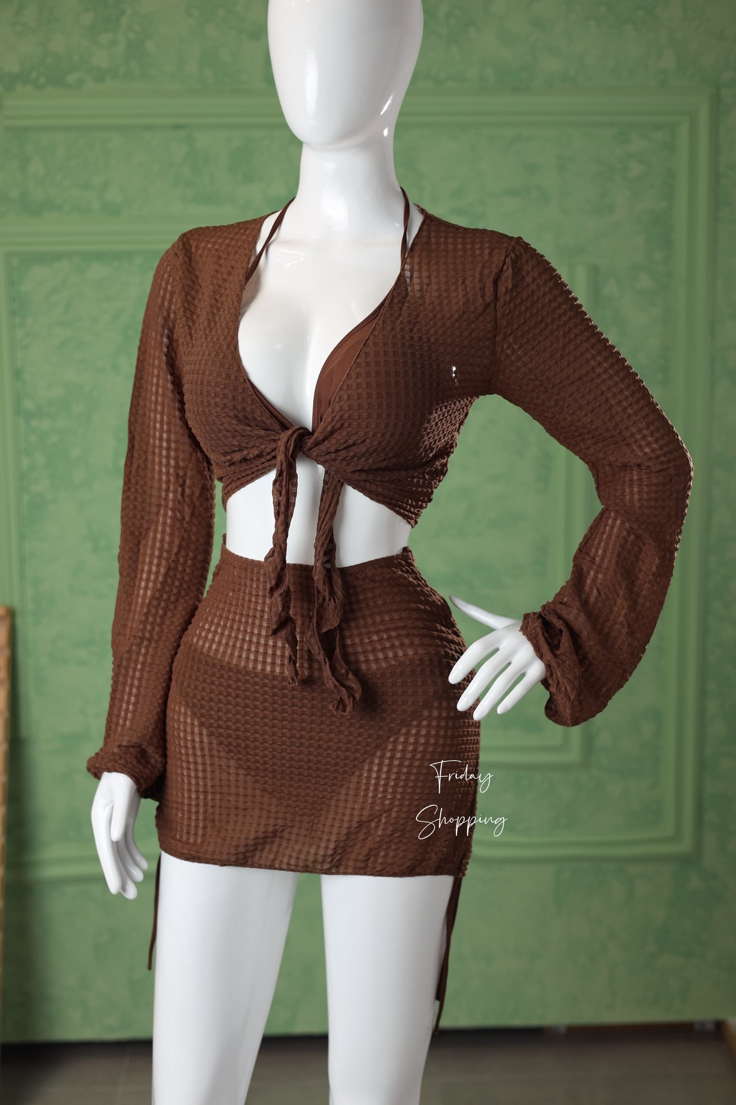 Set 4 Pcs Bikini Brown