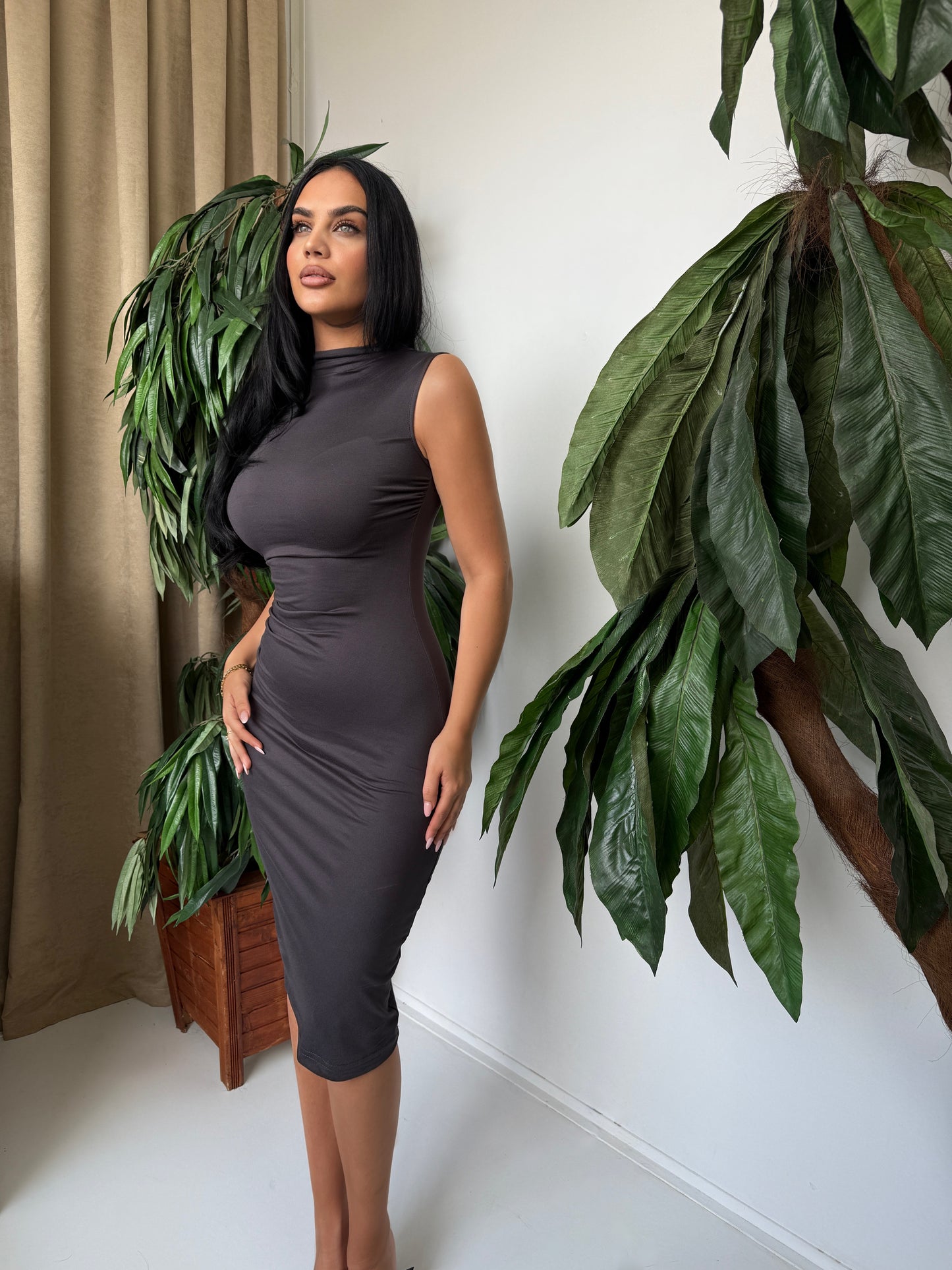 Slim Midi Dress Grafit