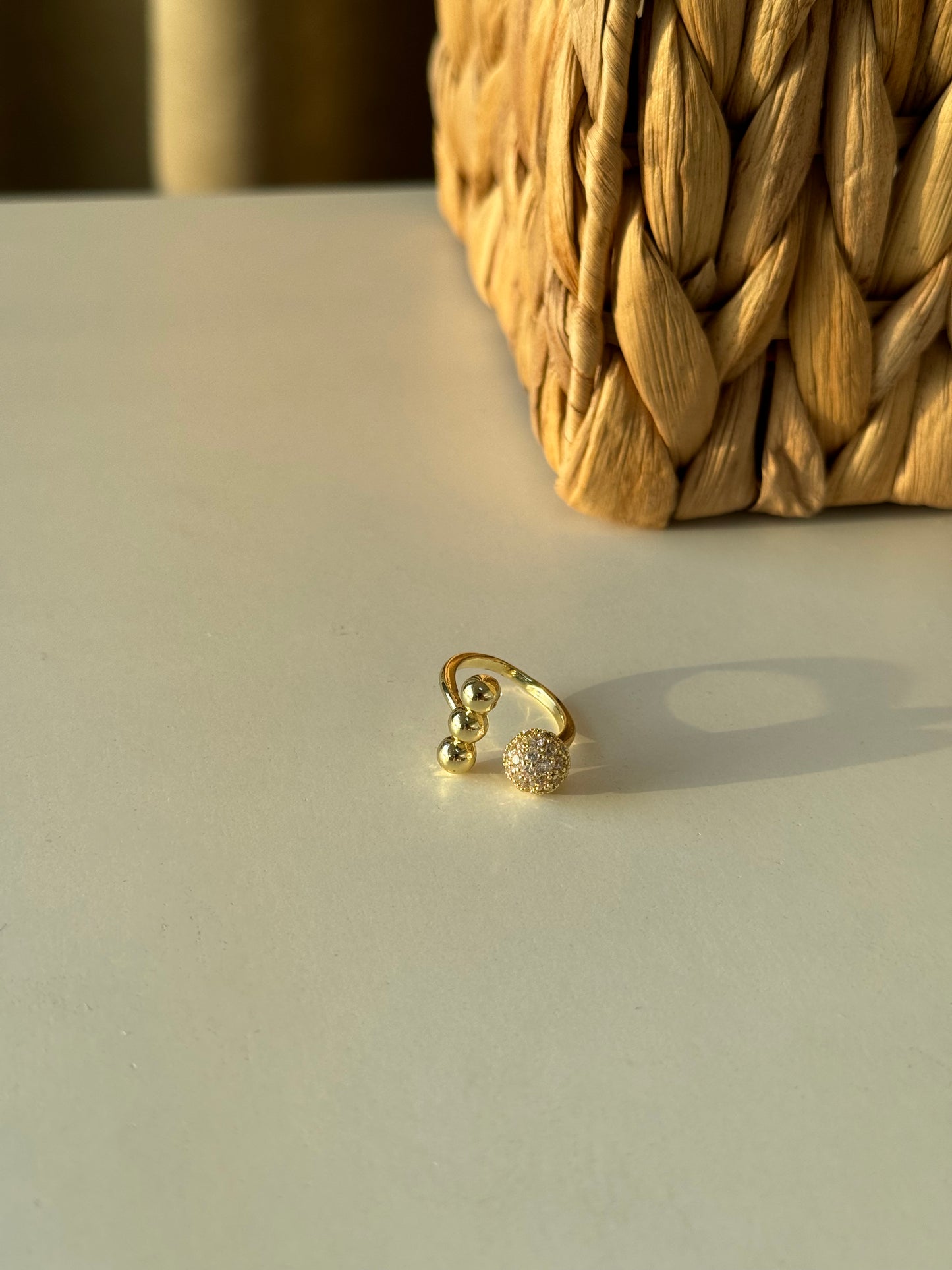 Minimalist Gold Ring with Crystal Accent