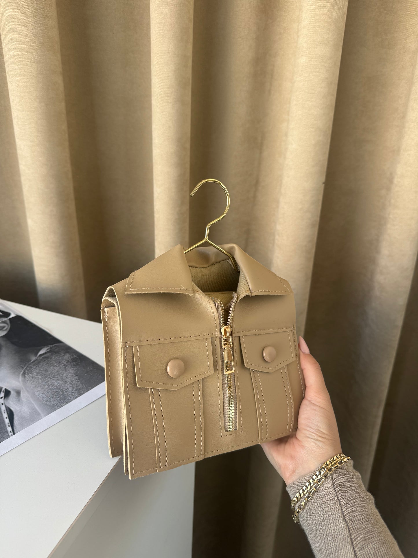 Introducing our Beige Jacket-Style Handbag