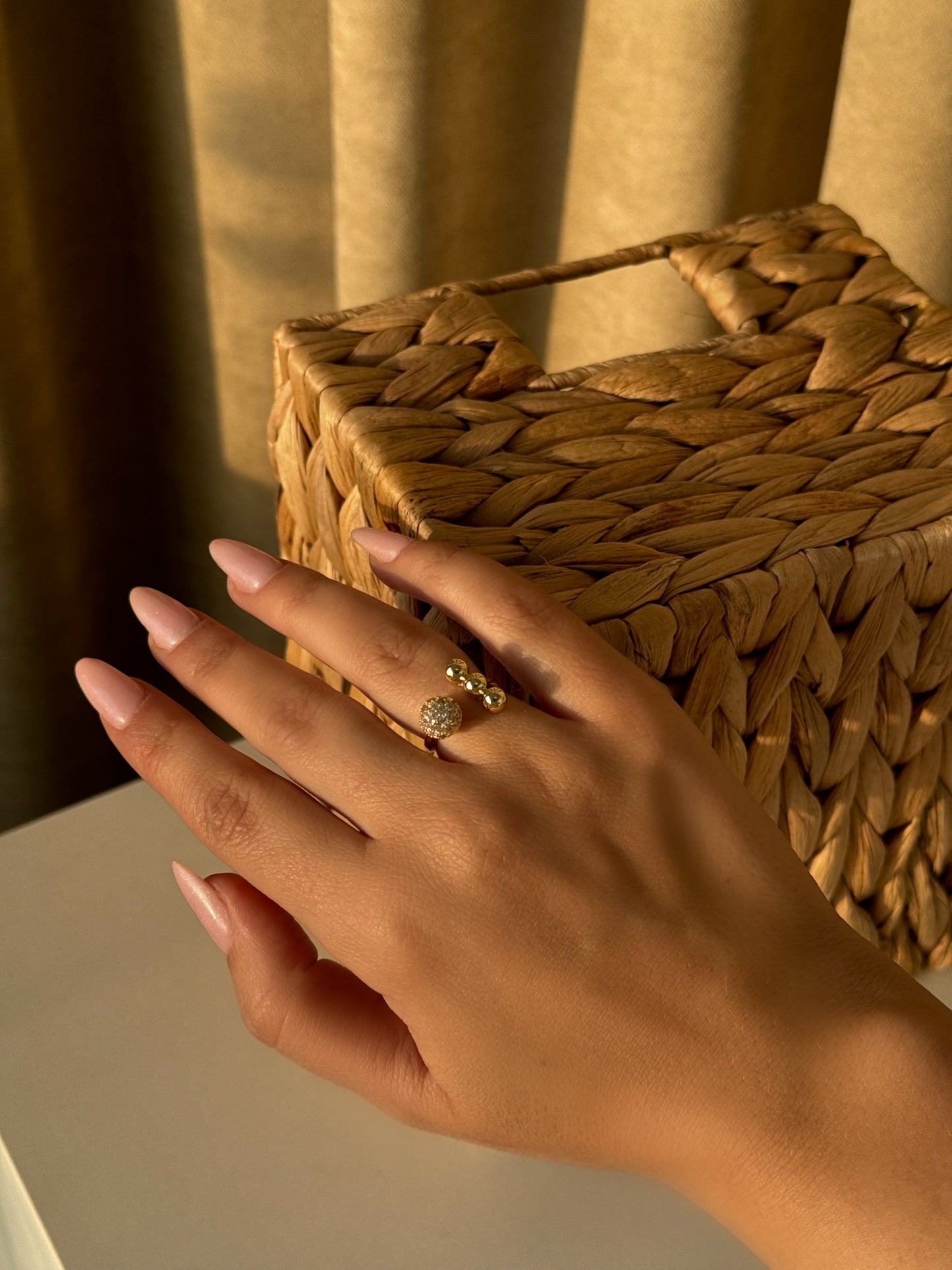 Minimalist Gold Ring with Crystal Accent