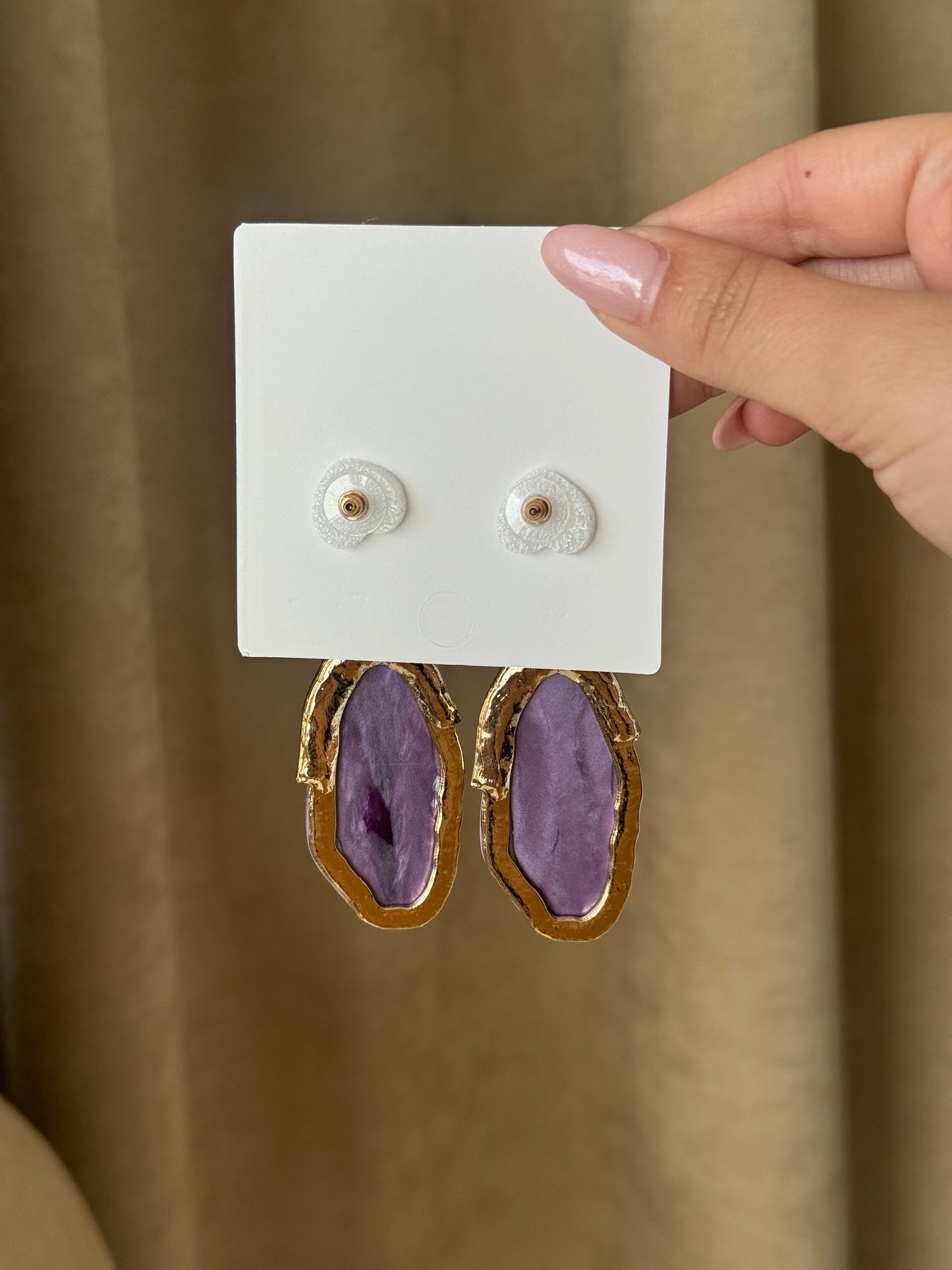 Natural Crystal Purple Earrings