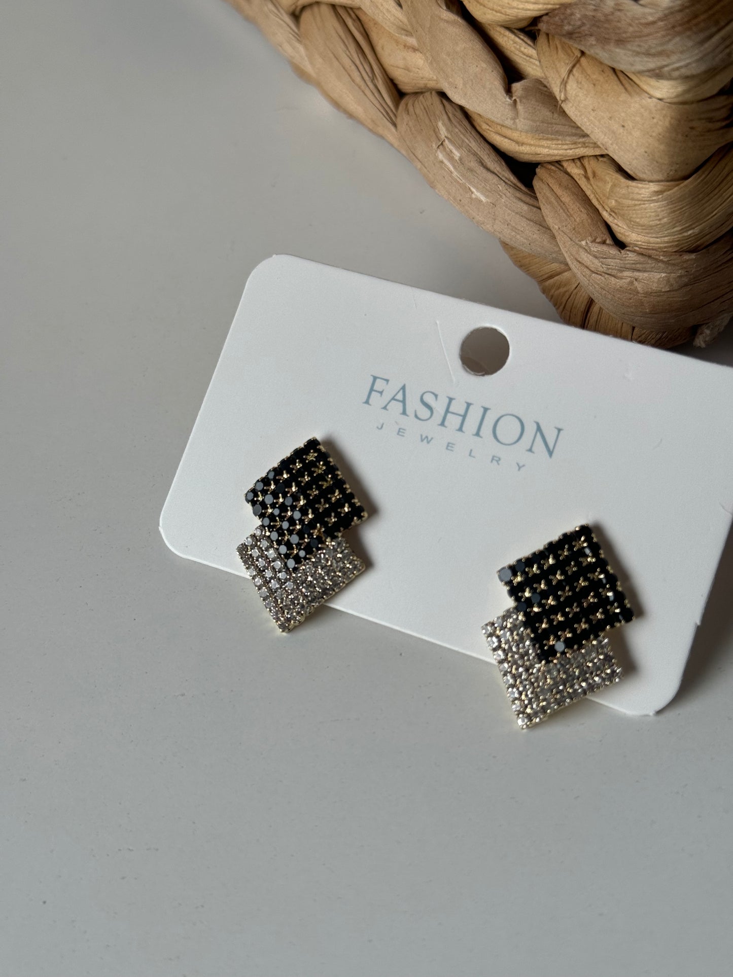 Elegant Black & Silver Earrings