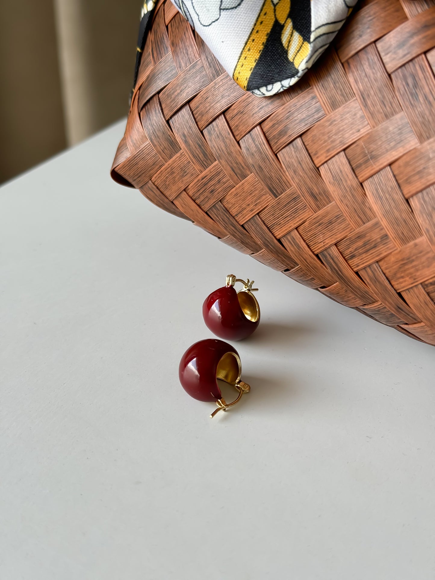 Bold Cherry Red Hoop Earrings