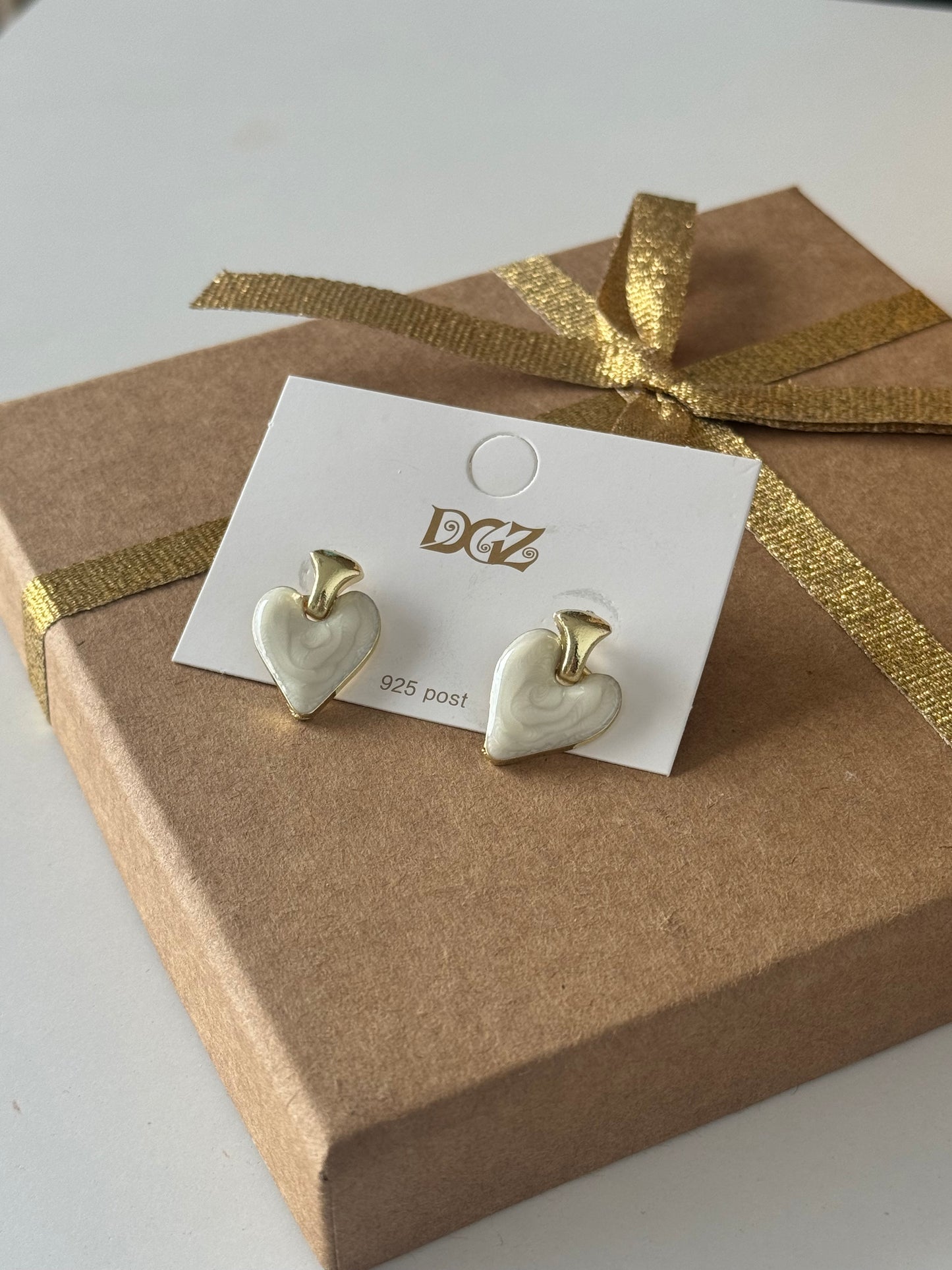 Ivory Heart Stud Earrings
