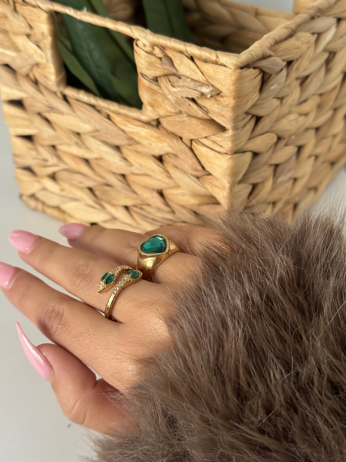 Gold & Green Rings Set 2