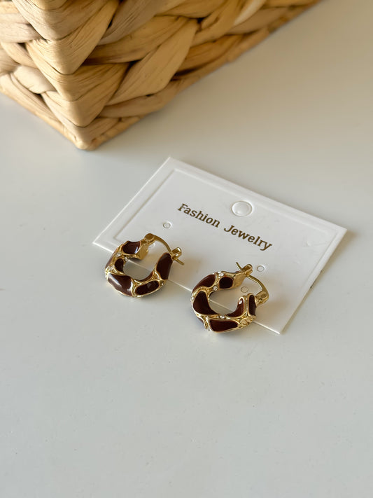 Gold & Brown Hoop Earrings