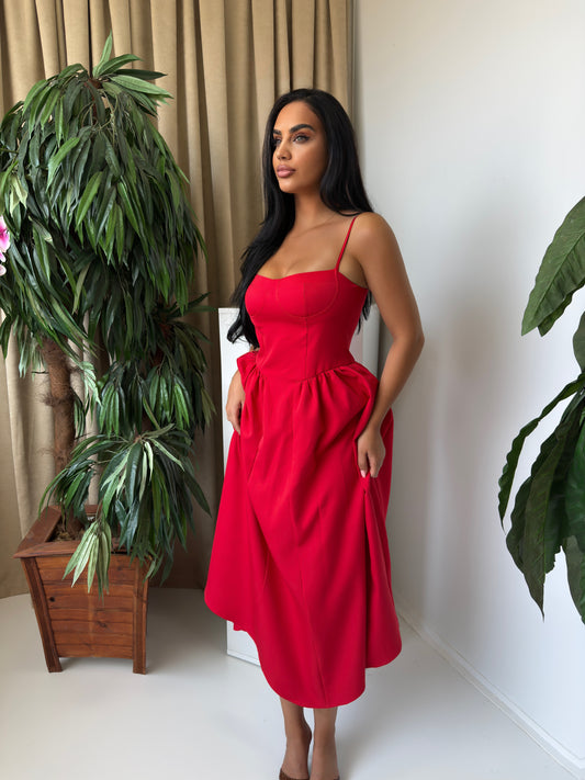 Elegant Noir” Dress – Timeless Red Sophistication