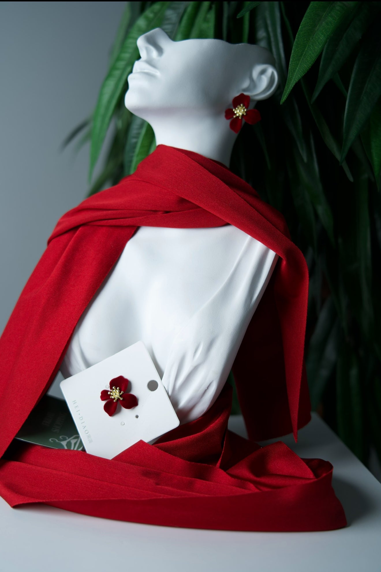 Red Velvet Flower Earrings