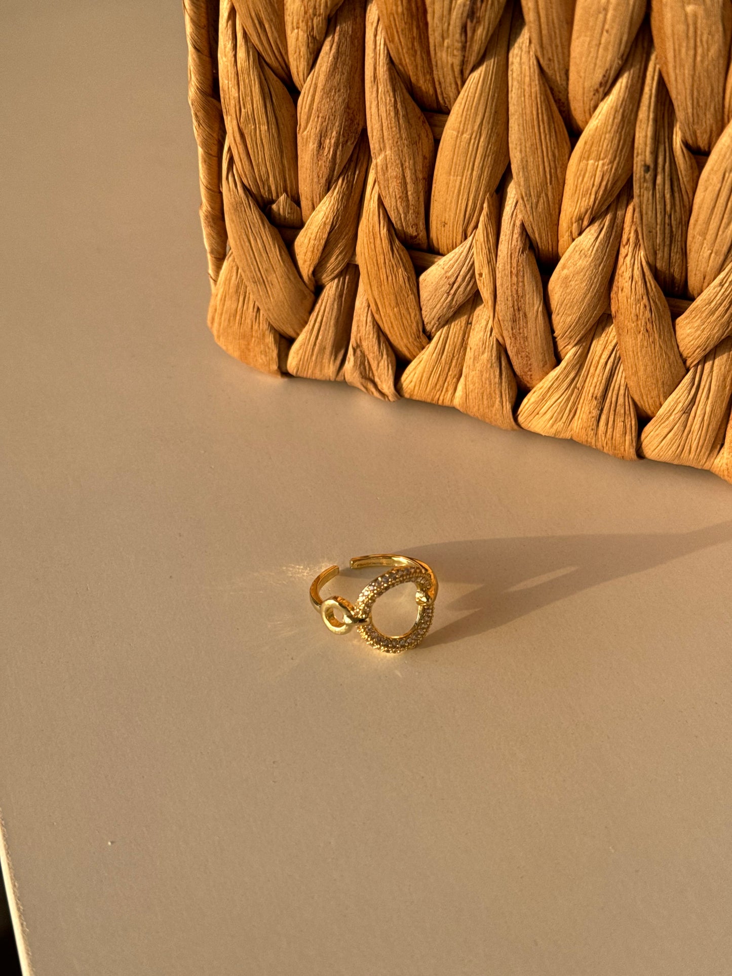 Minimalist Gold Ring with Crystal Accent