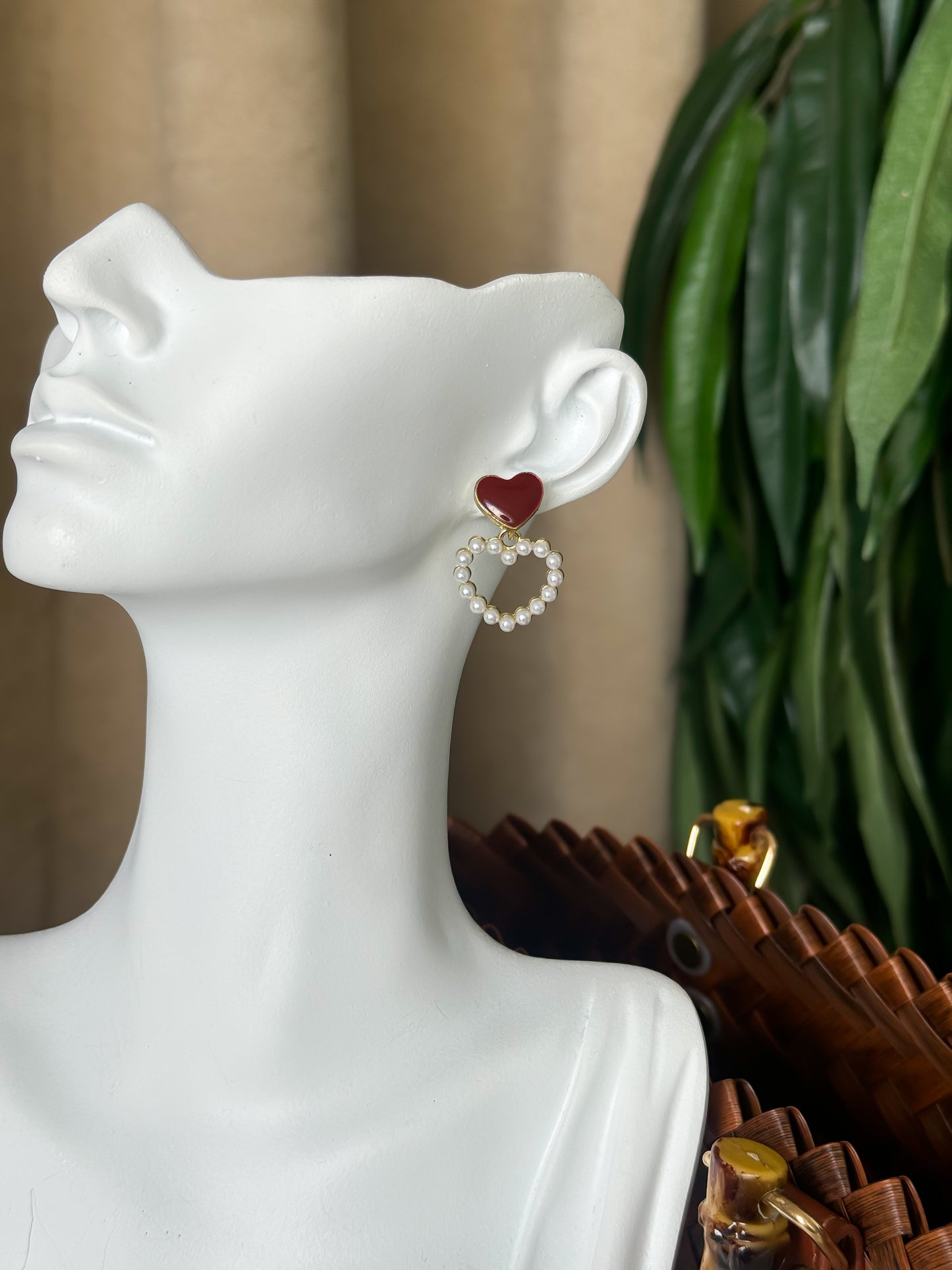 Romantic Heart & Pearl Hoop Earrings