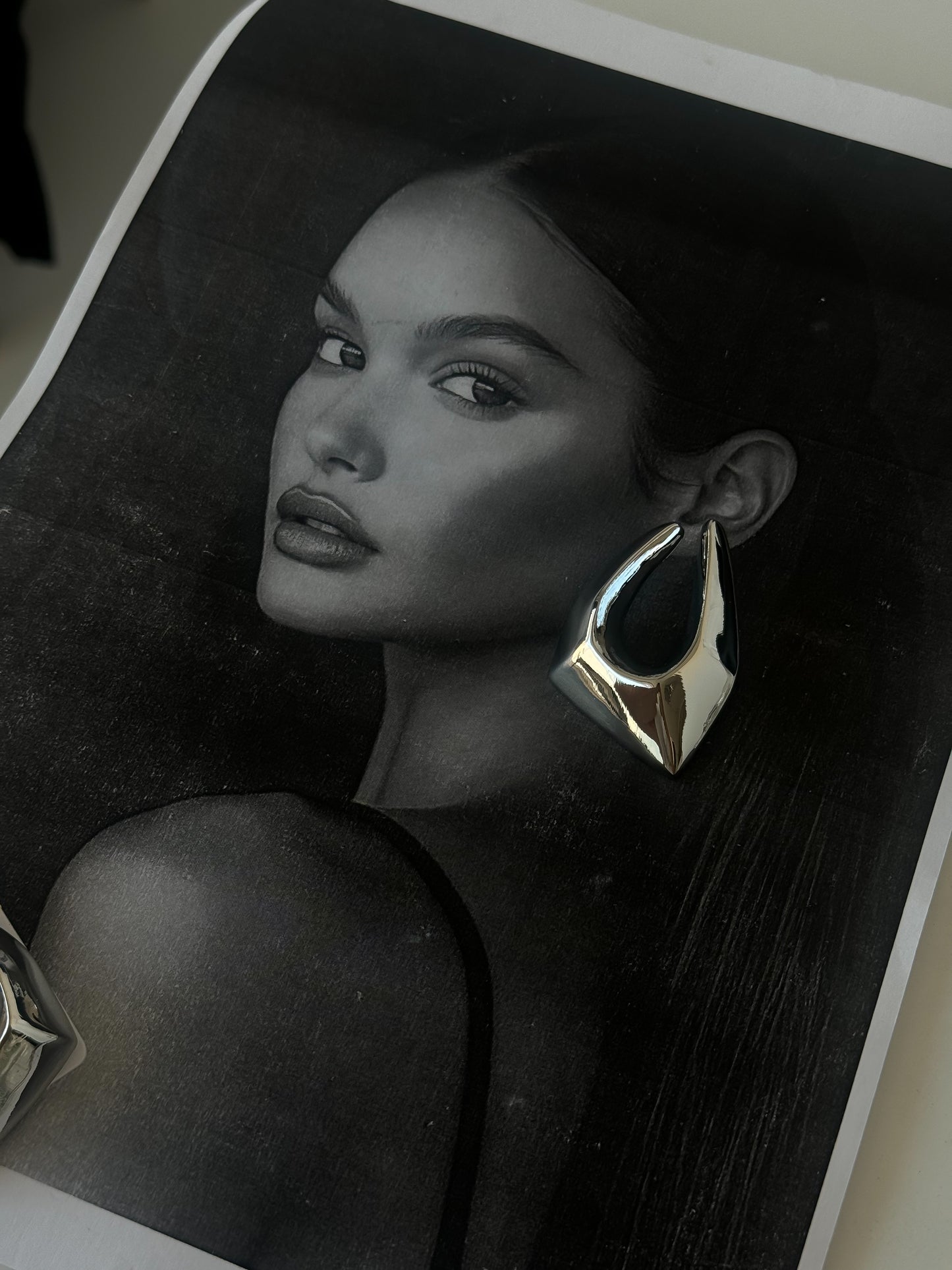 Bold Geometric Silver Hoop Earrings