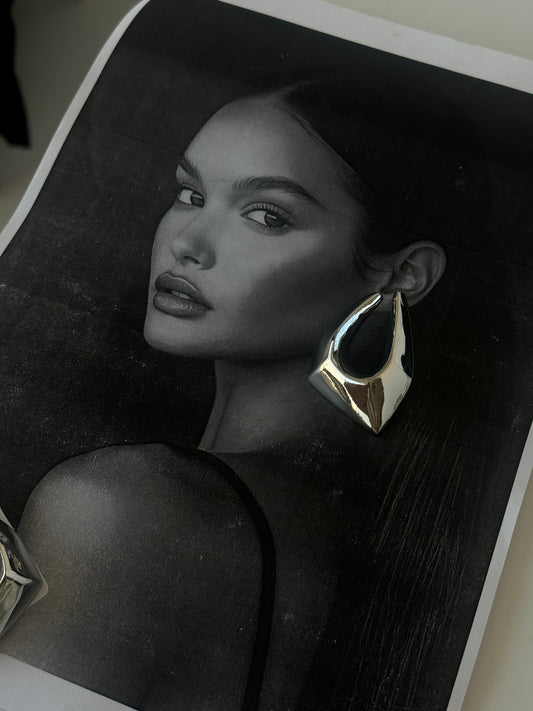 Bold Geometric Silver Hoop Earrings