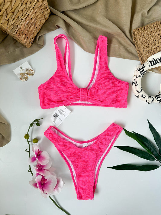 Set Two Pcs Bikini Pink Neon