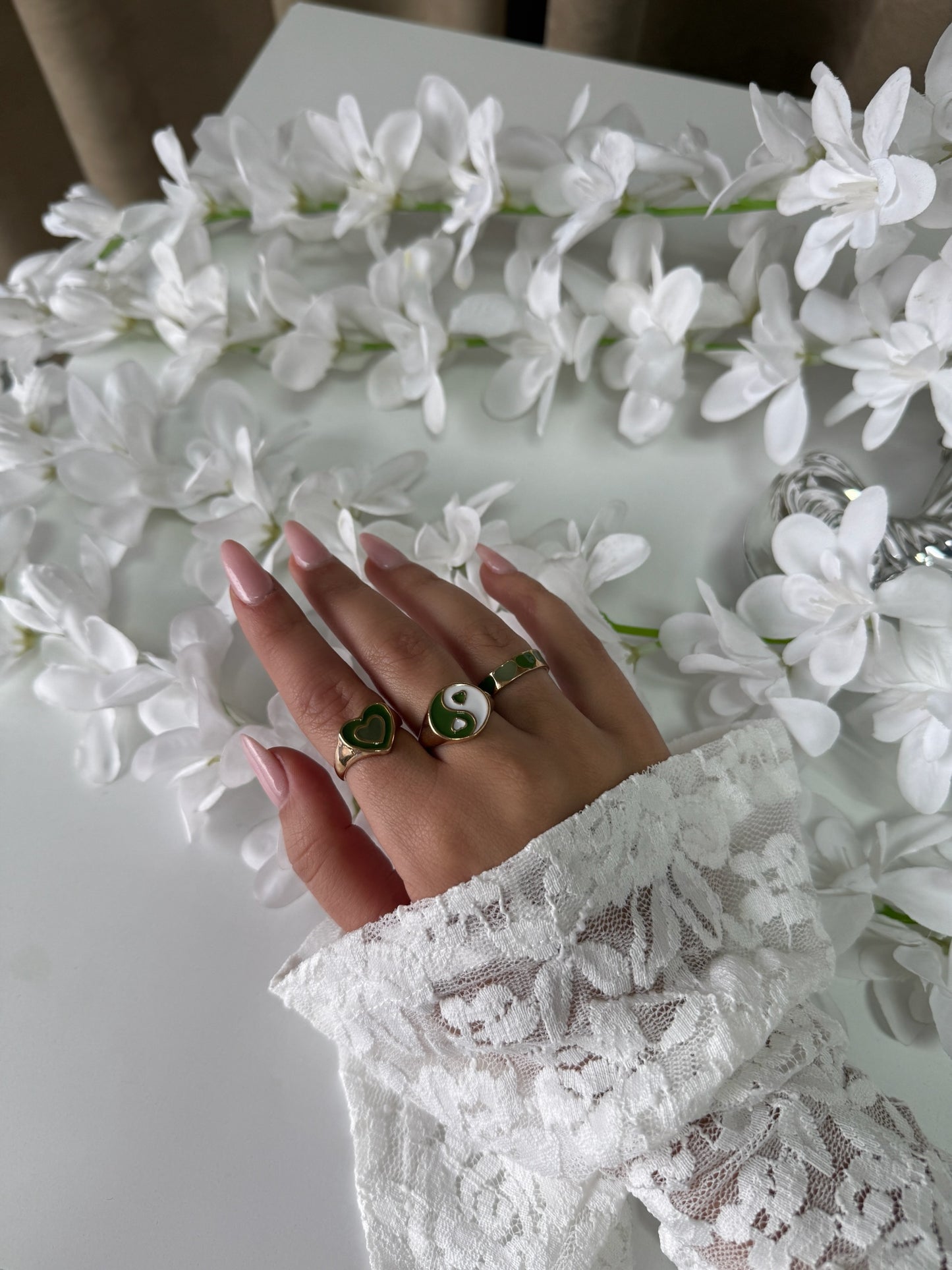 3-piece perfection in green & gold.”