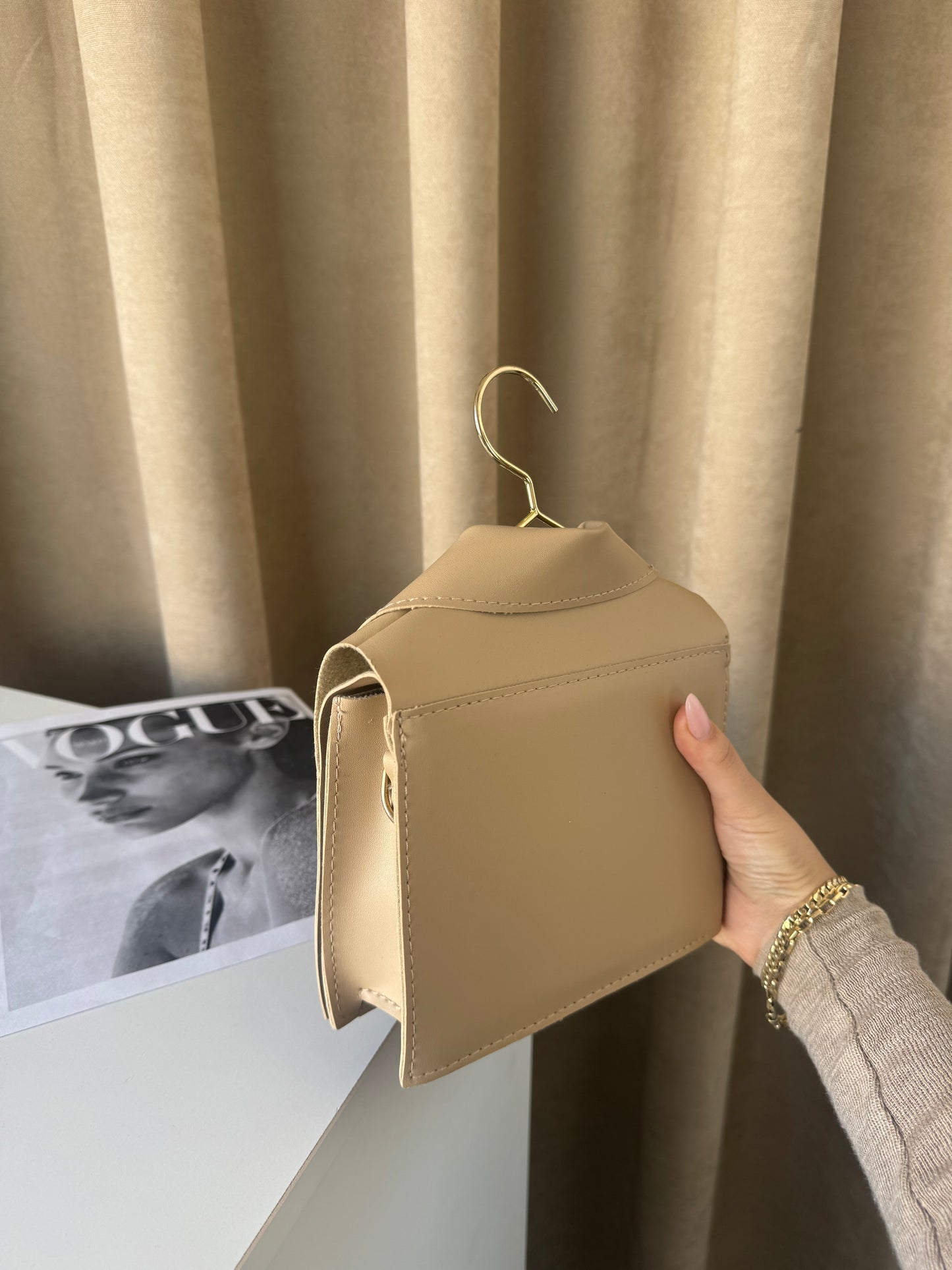 Introducing our Beige Jacket-Style Handbag