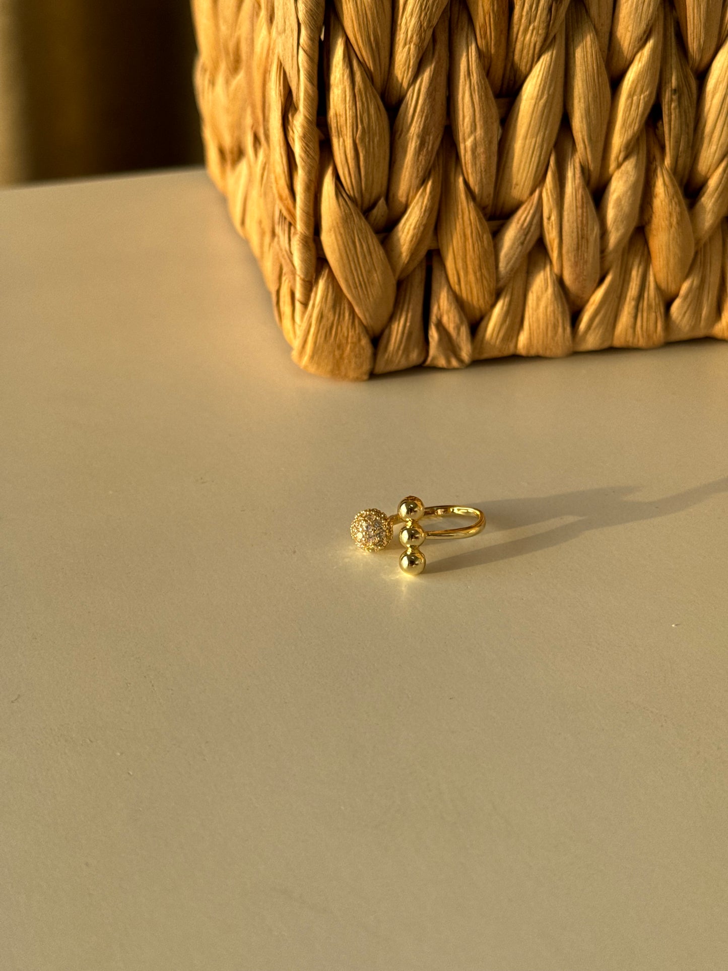 Minimalist Gold Ring with Crystal Accent
