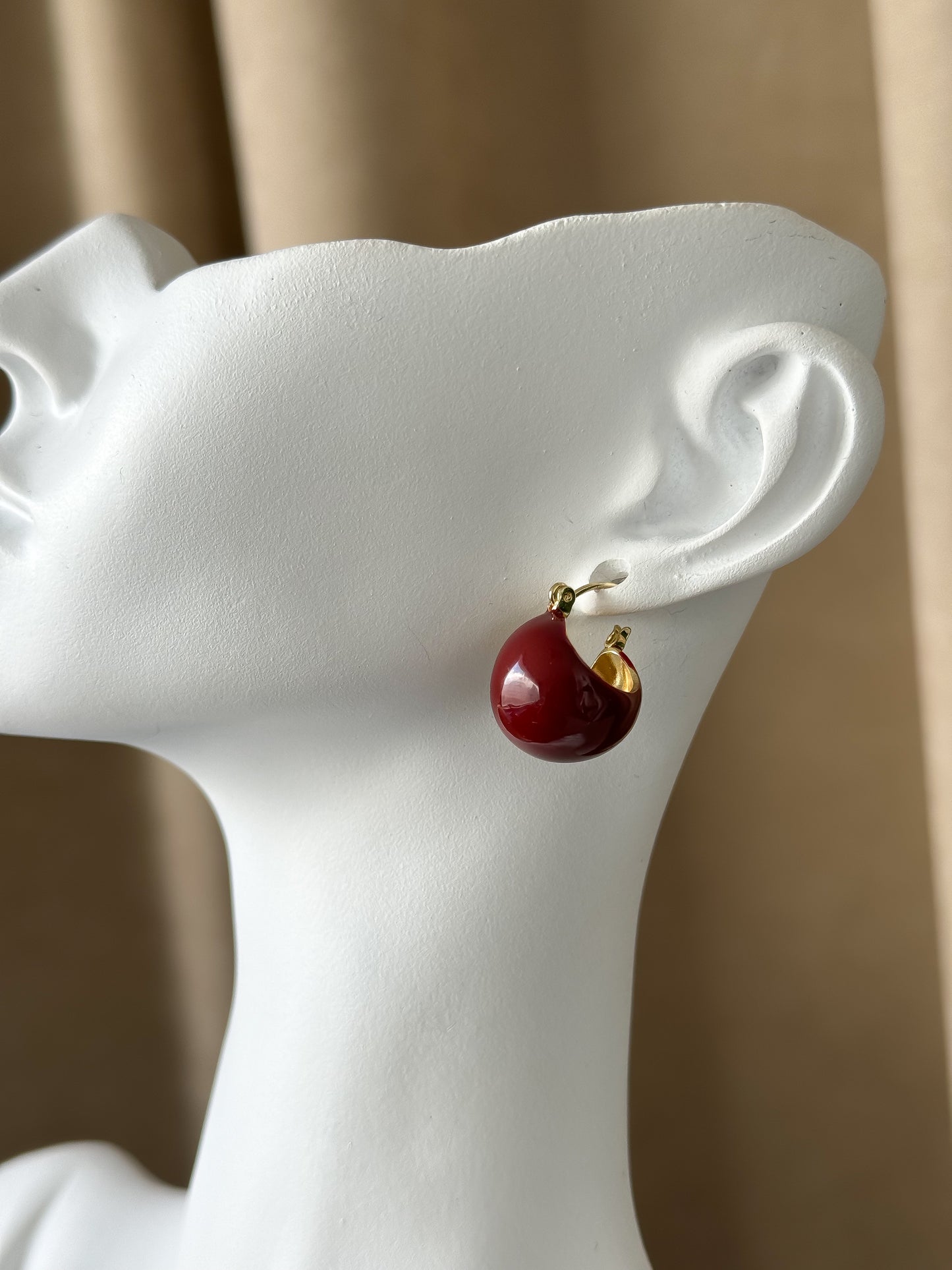 Bold Cherry Red Hoop Earrings