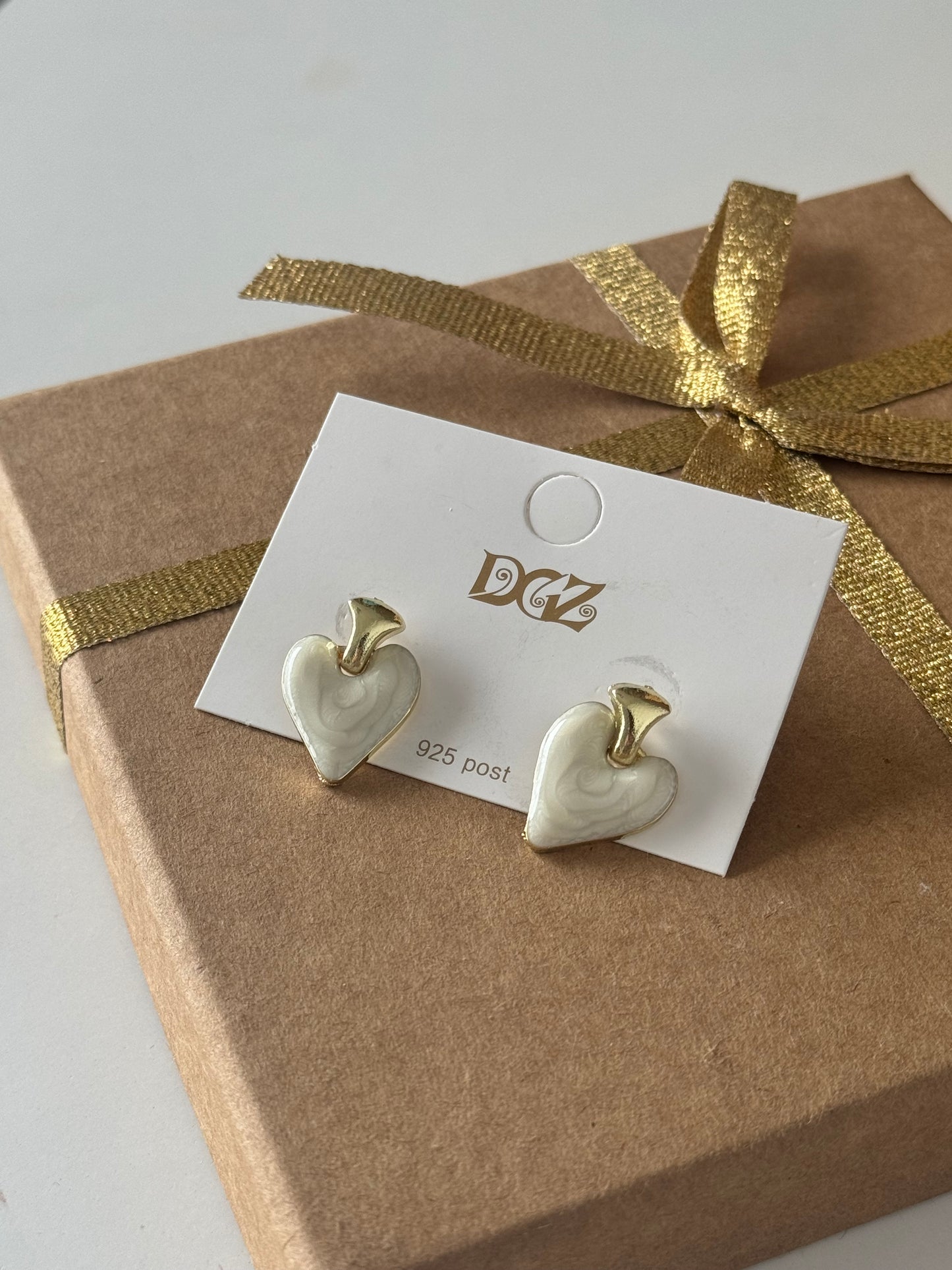 Ivory Heart Stud Earrings