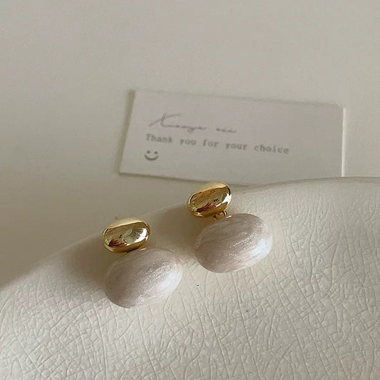 Elegant Gold & Marble Drop Earrings
