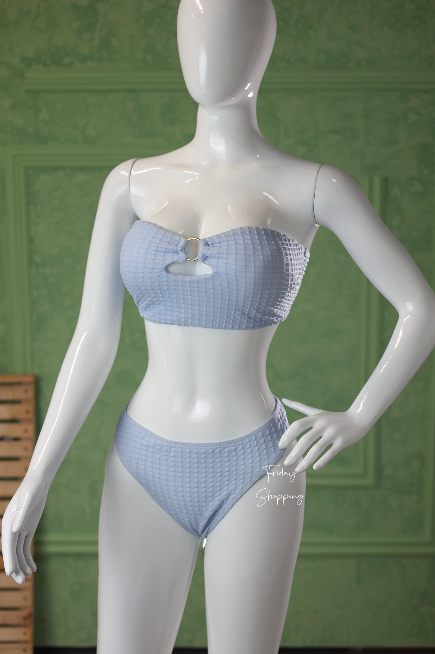 Sky Blue Textured Three-Piece Set
