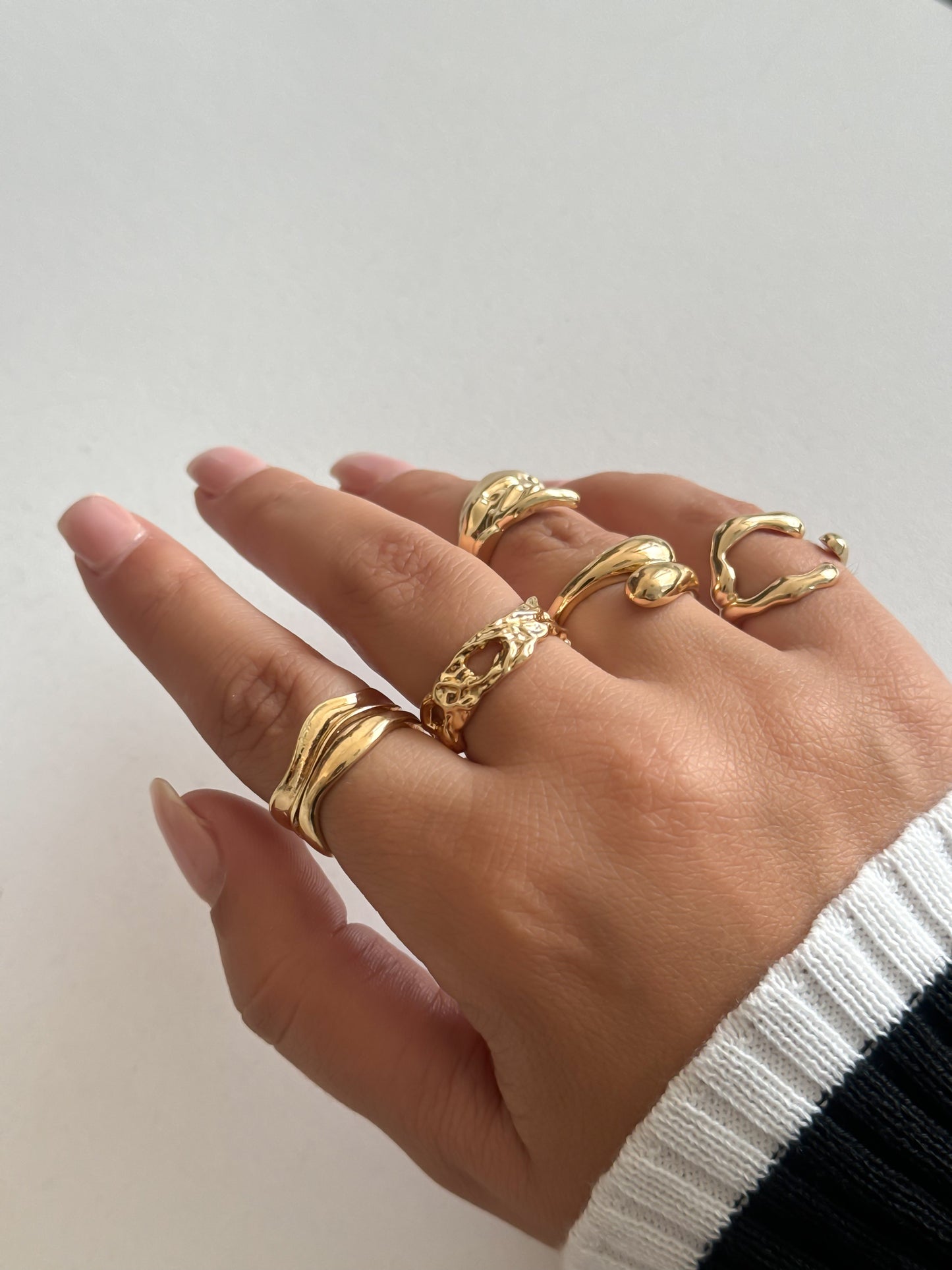 Gold-Tone Statement Ring Set (5 Pieces)