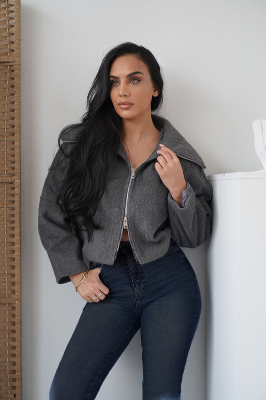 Elevate your everyday style with this chic cropped wool-blend jacket.