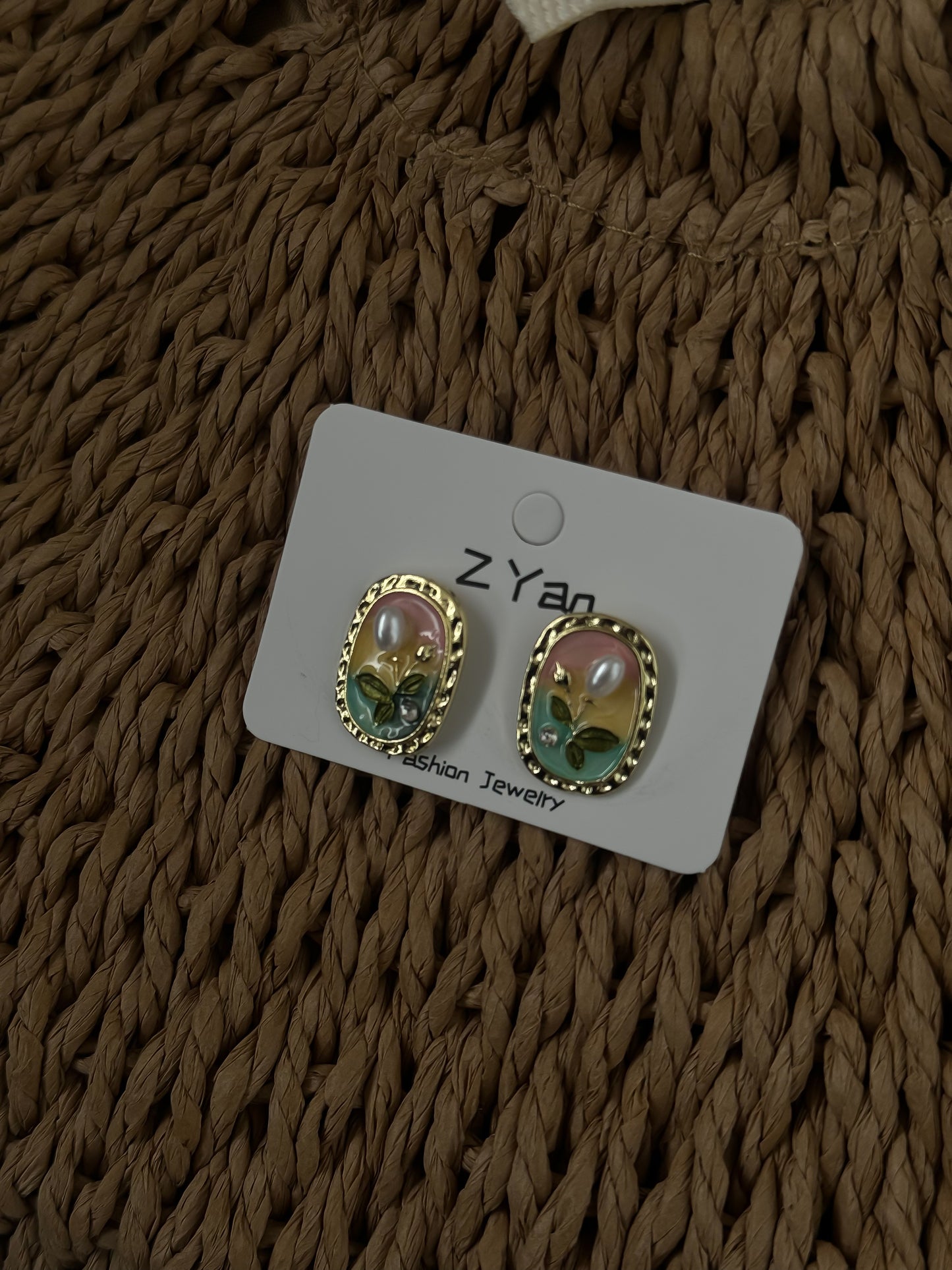 Vintage Floral Stud Earrings with Pearl Accent