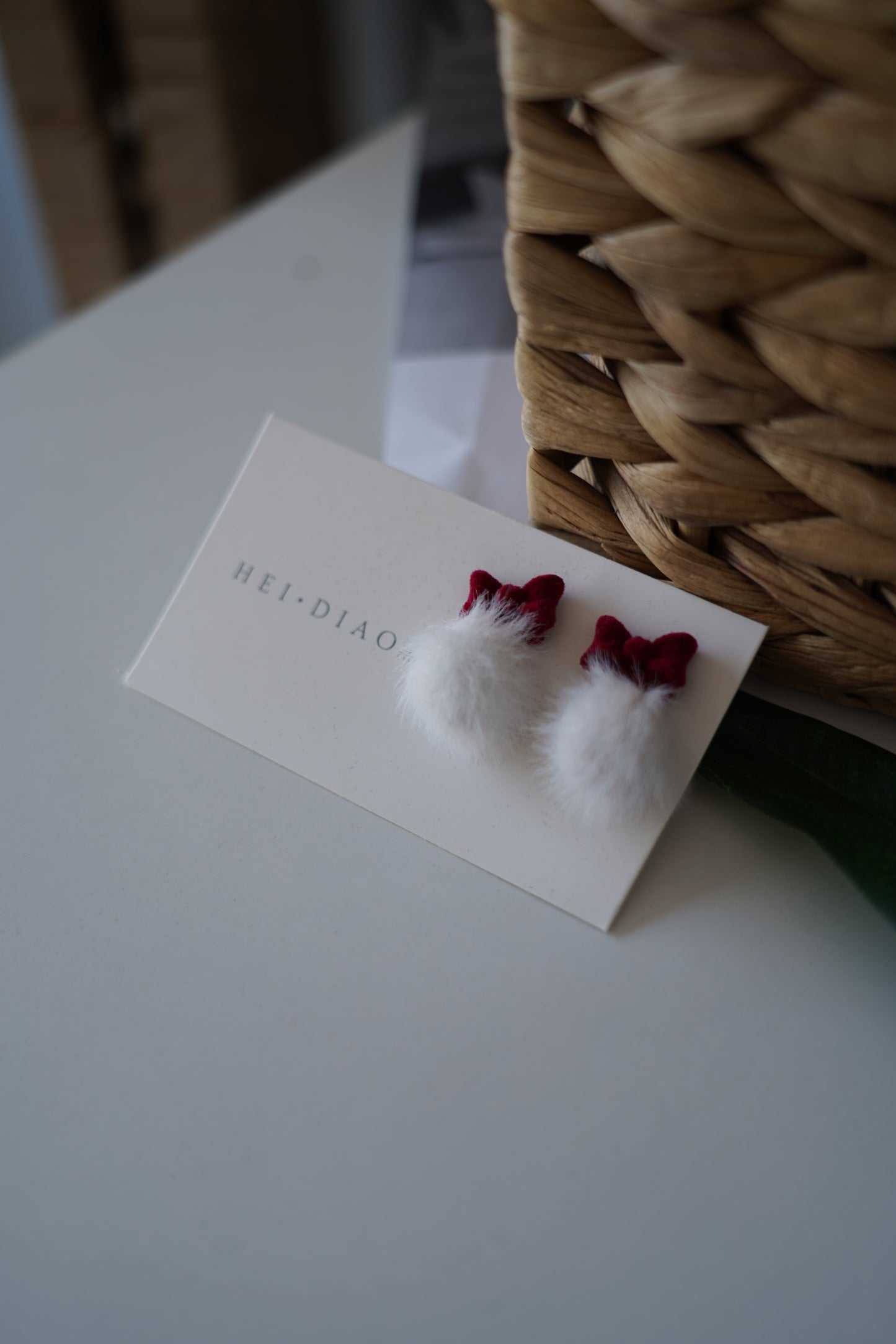 Elegant velvet earrings in deep red