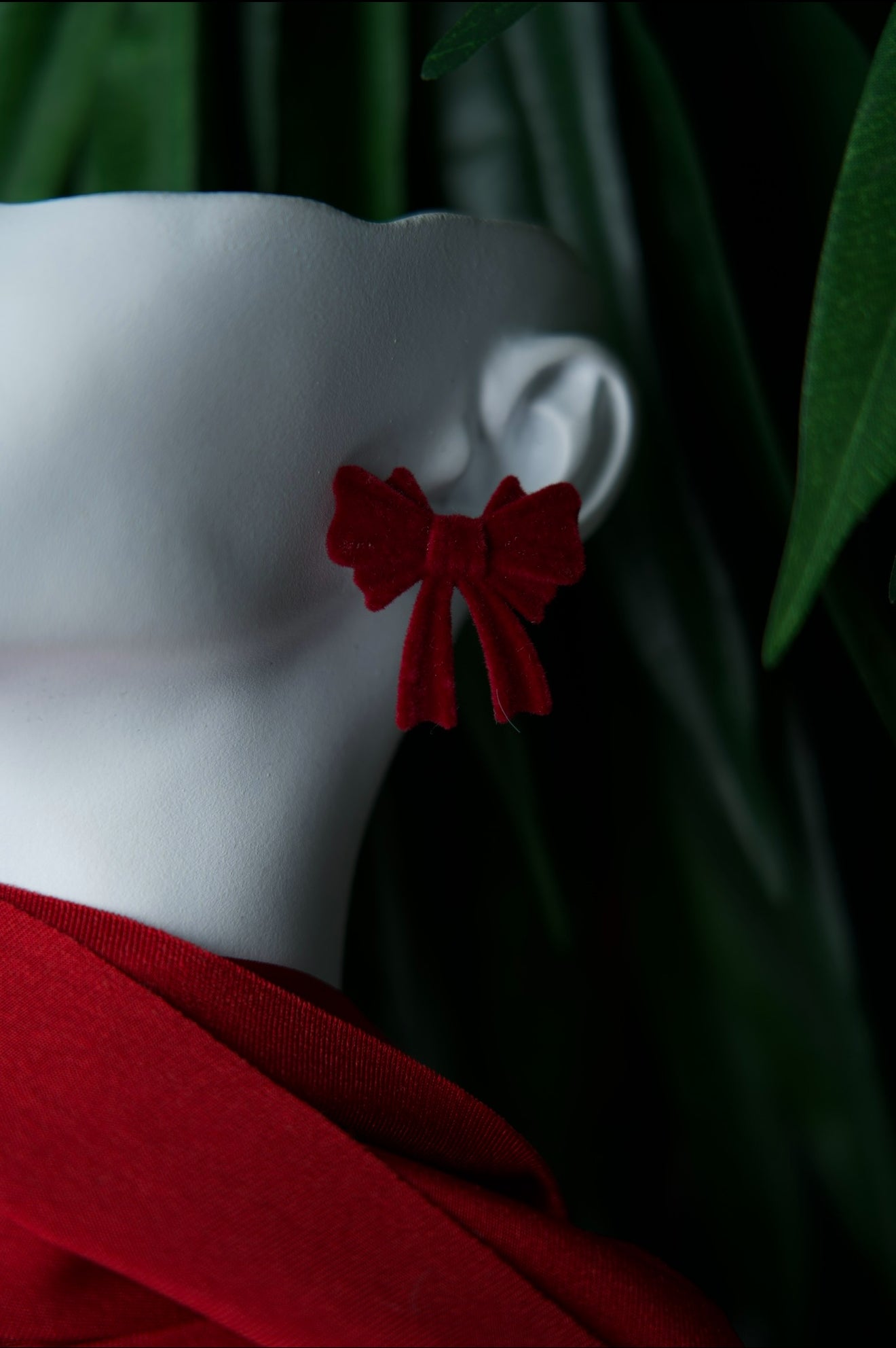 Velvet Red Bow Earrings – Elegant Statement Accessory